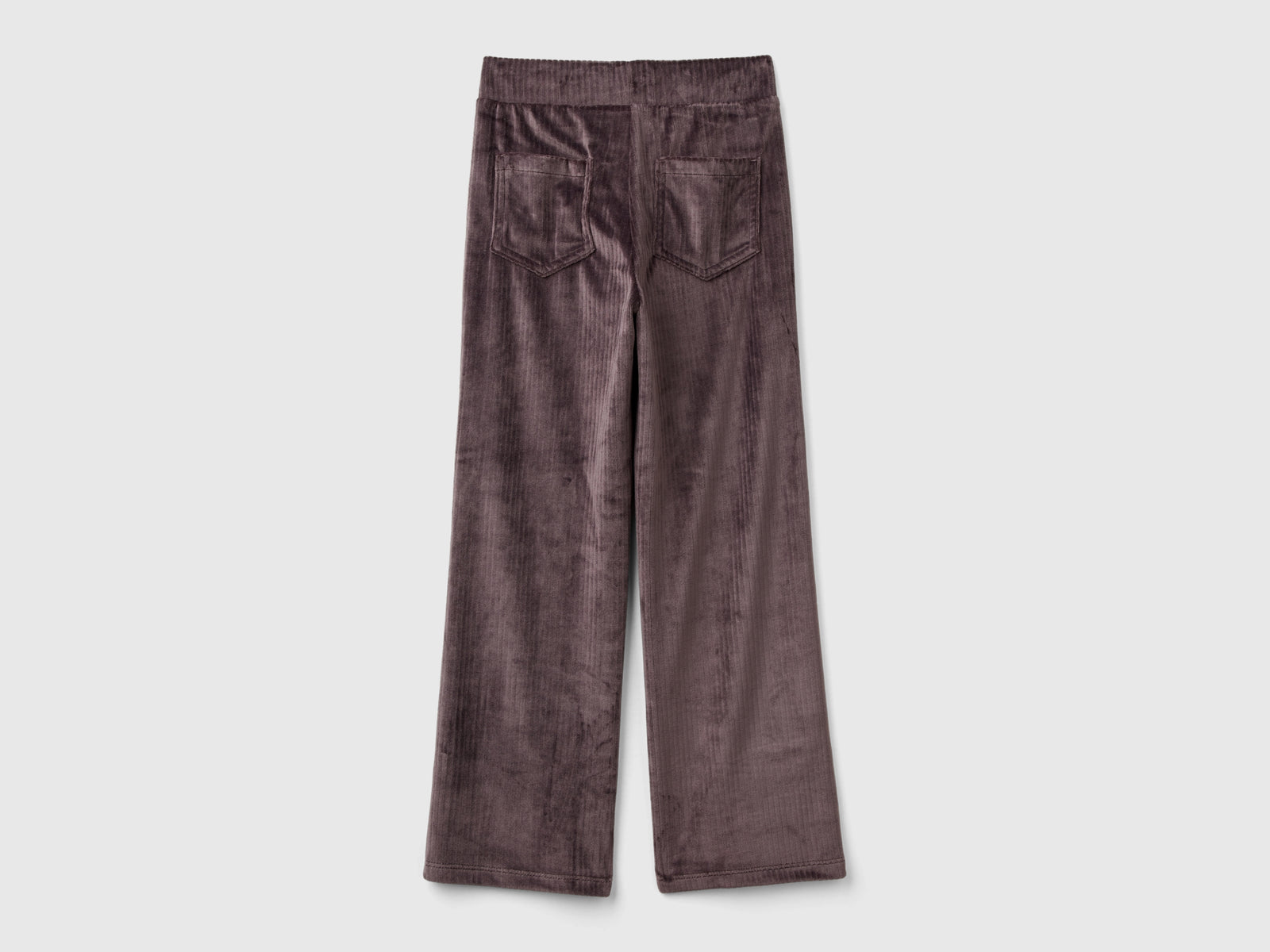 Pantaloni in ciniglia con gamba dritta da bambina grigio scuro 2 | Benetton Outlet