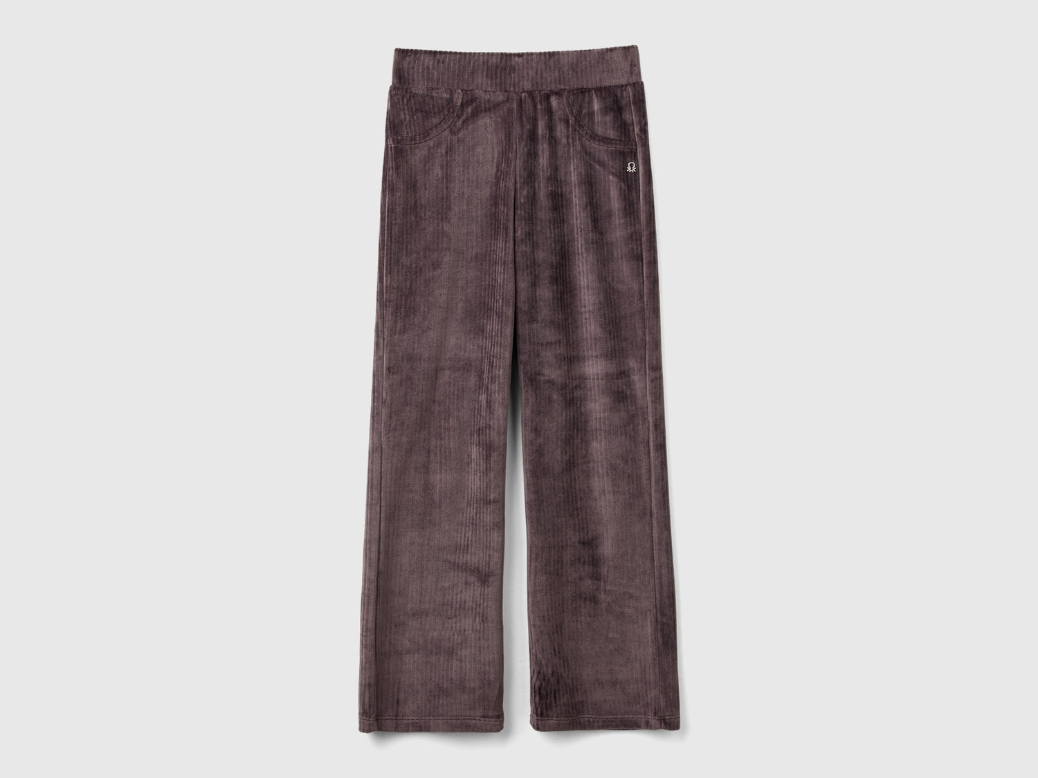 Pantalones de chenilla con pierna recta da bambina grigio scuro | Benetton Outlet