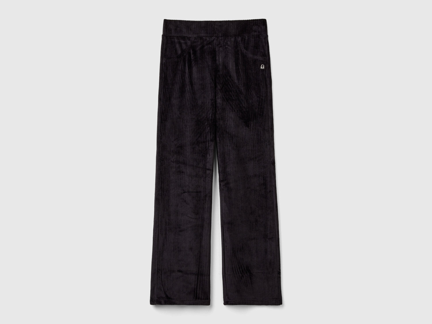 Pantalones de chenilla con pierna recta da bambina nero | Benetton Outlet