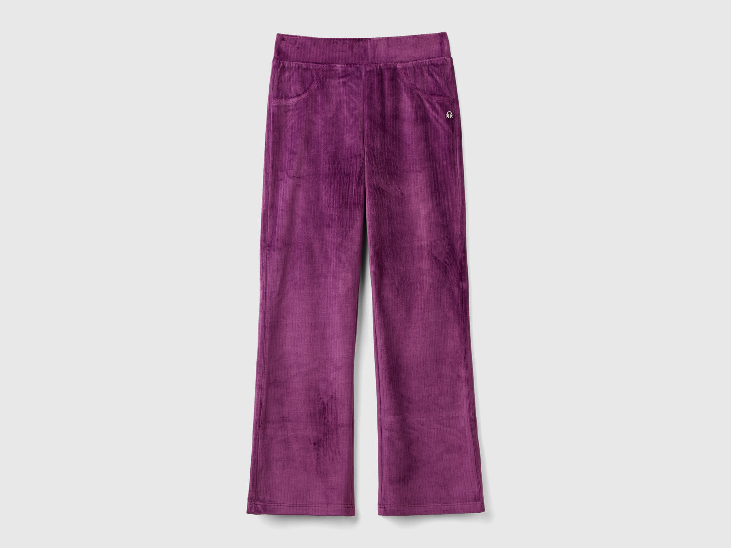 Pantalones de chenilla con pierna recta da bambina malva | Benetton Outlet