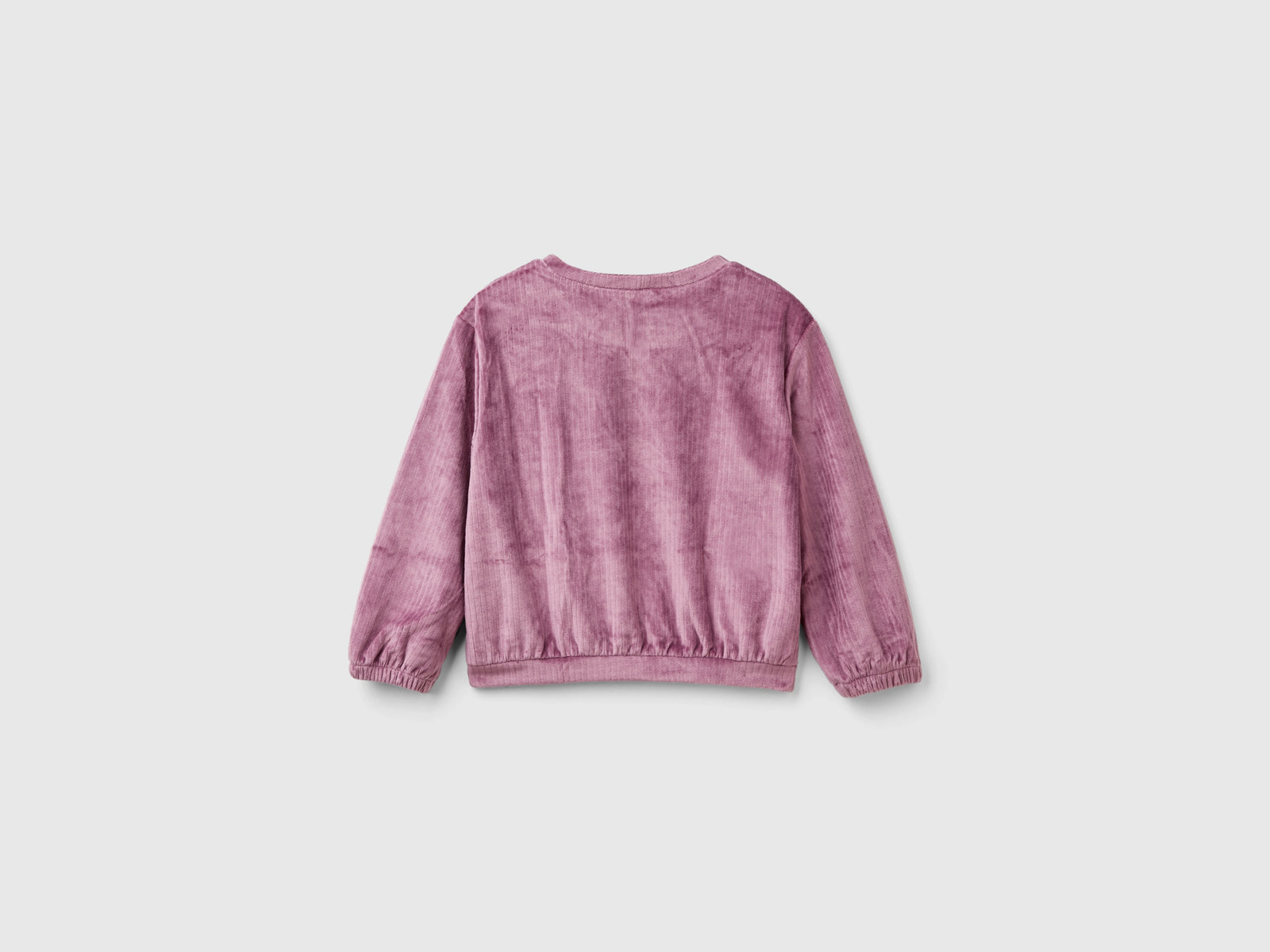 Felpa con fiocchetti in ciniglia da bimba malva scuro 2 | Benetton Outlet