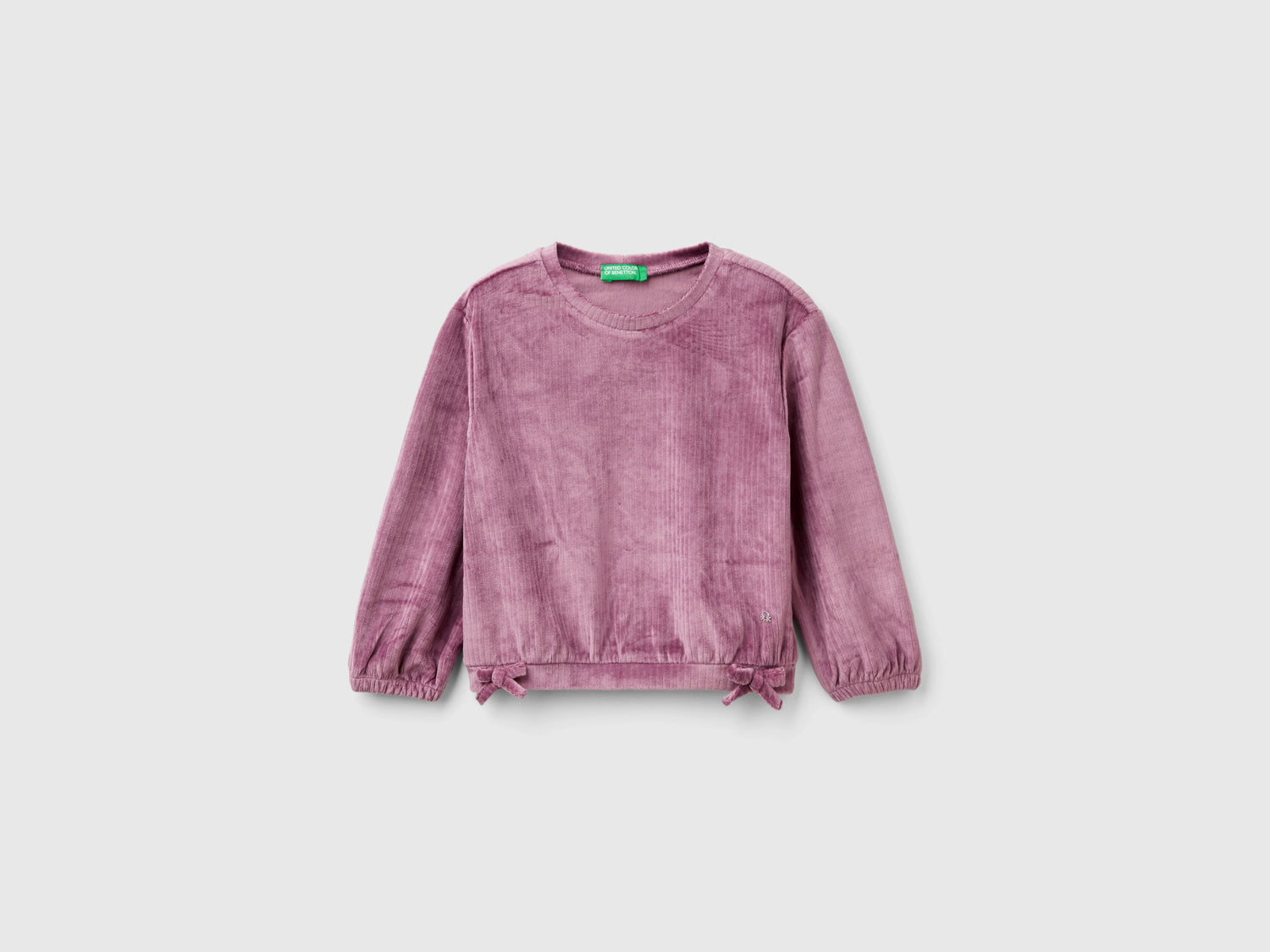 Felpa con fiocchetti in ciniglia da bimba malva scuro | Benetton Outlet