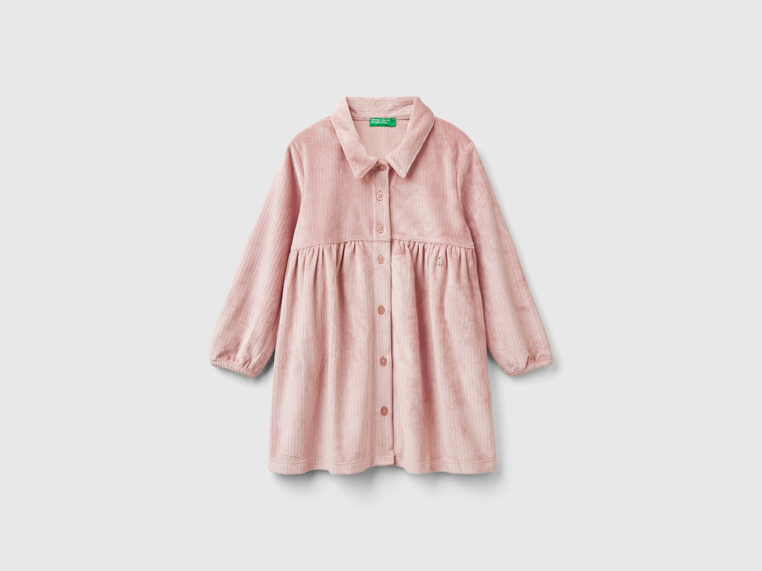 Vestito con colletto in ciniglia da bimba rosa tenue | Benetton Outlet