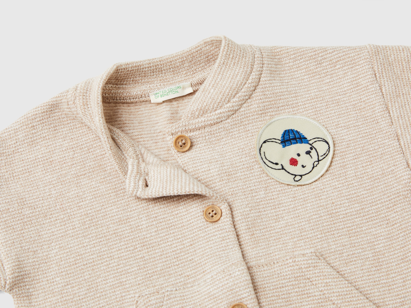 Felpa stile bomber in misto cotone riciclato stretch da neonato beige 3 | Benetton Outlet