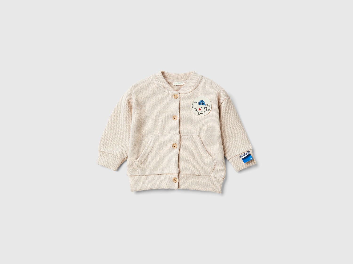 Felpa stile bomber in misto cotone riciclato stretch da neonato beige | Benetton Outlet