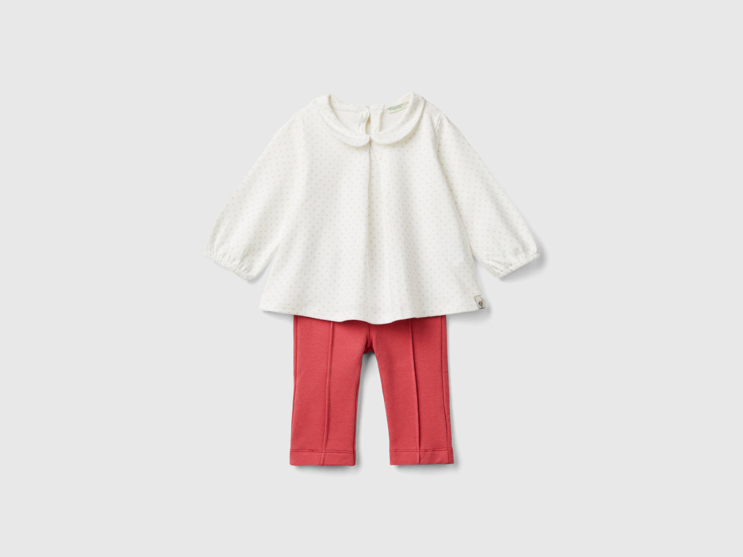 Set blusa e pantaloni da neonato bianco panna | Benetton Outlet