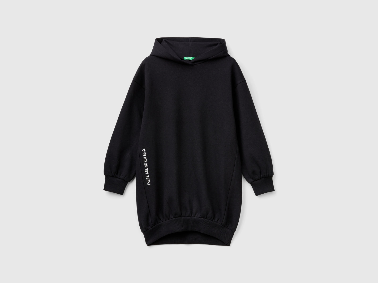 Vestito in felpa con cappuccio da bambina nero | Benetton Outlet