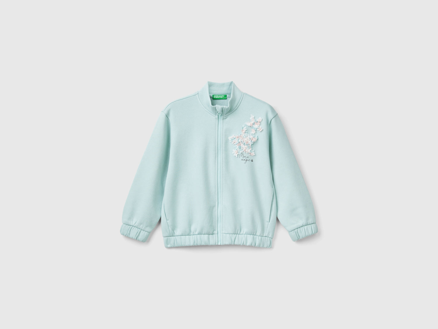 Felpa con applicazione petali da bimba verde acqua | Benetton Outlet