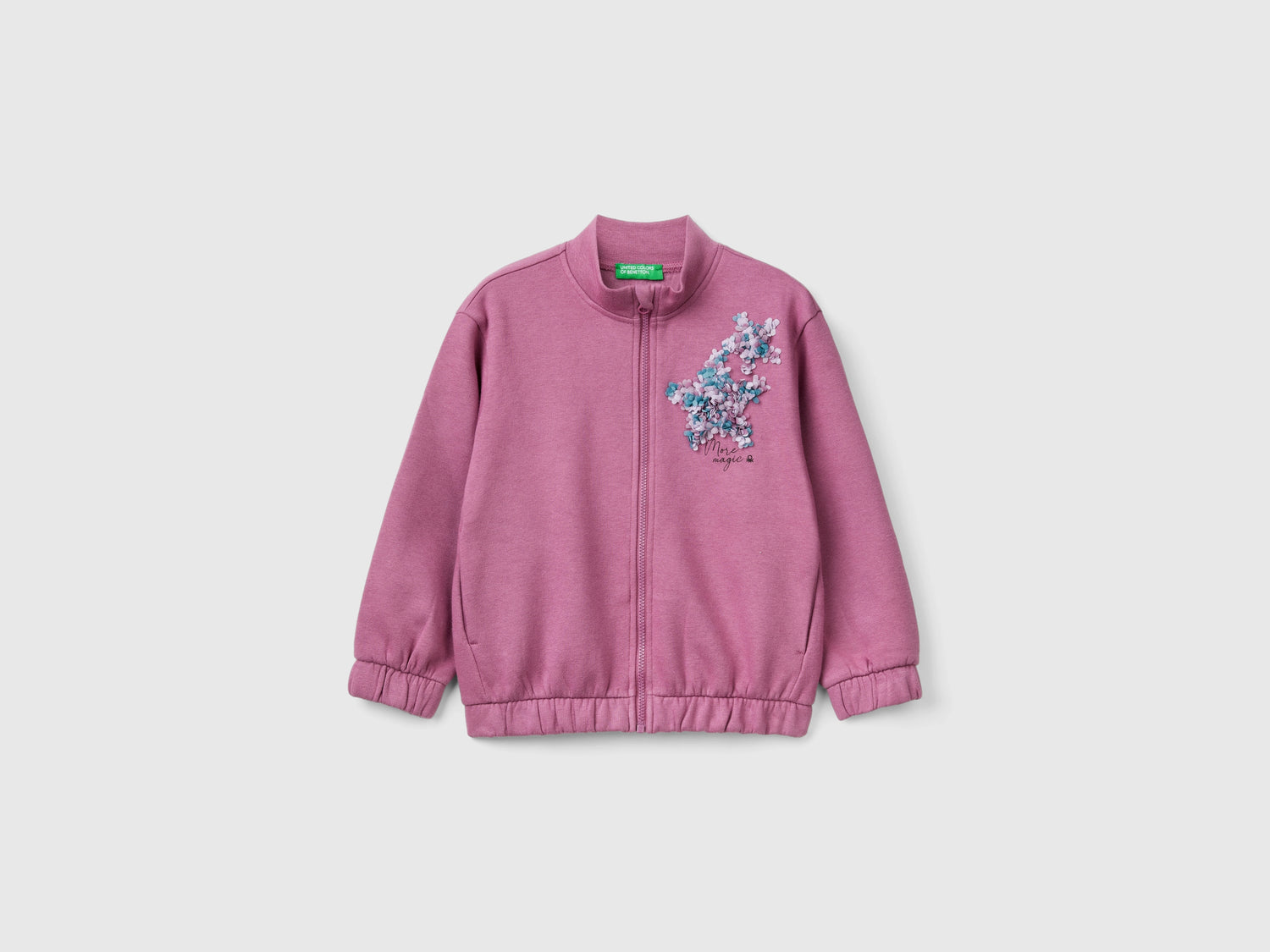 Felpa con applicazione petali da bimba malva scuro | Benetton Outlet