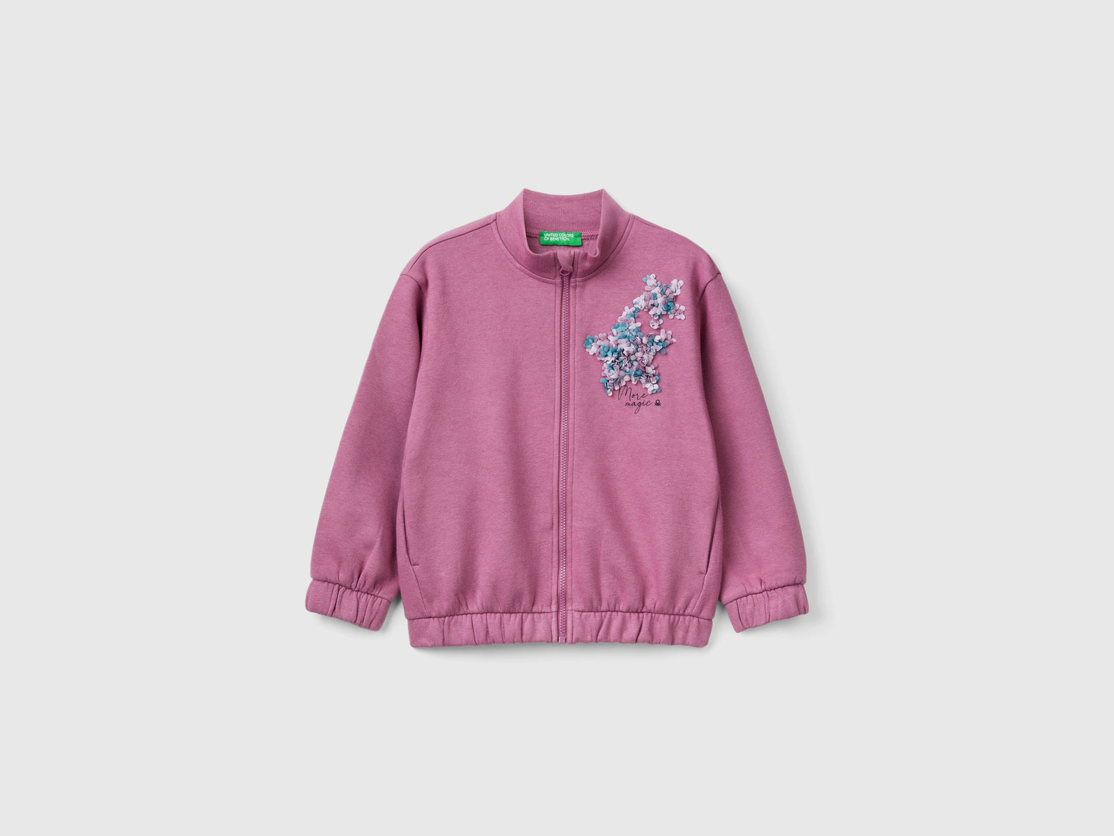 Felpa con applicazione petali da bimba malva scuro | Benetton Outlet
