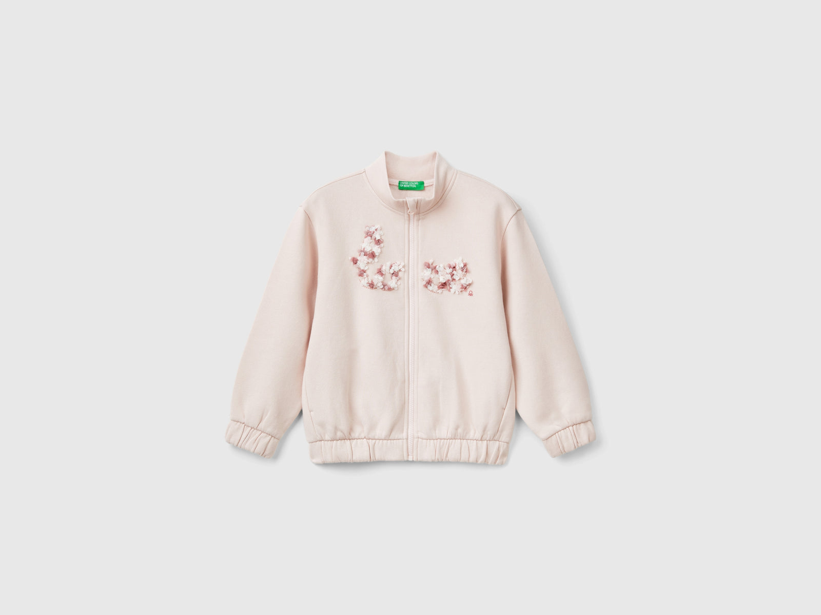 Felpa con applicazione petali da bimba rosa tenue | Benetton Outlet