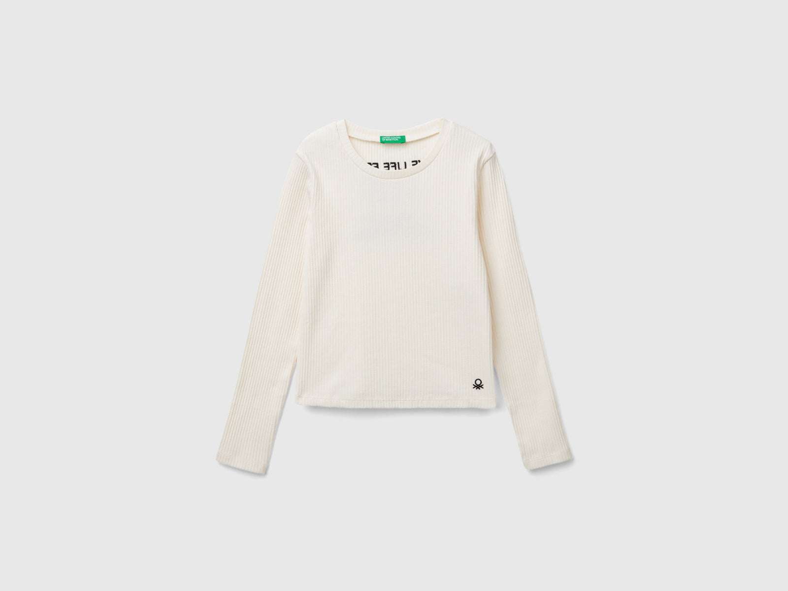 Maglietta con stampa sul retro da bambina bianco panna | Benetton Outlet