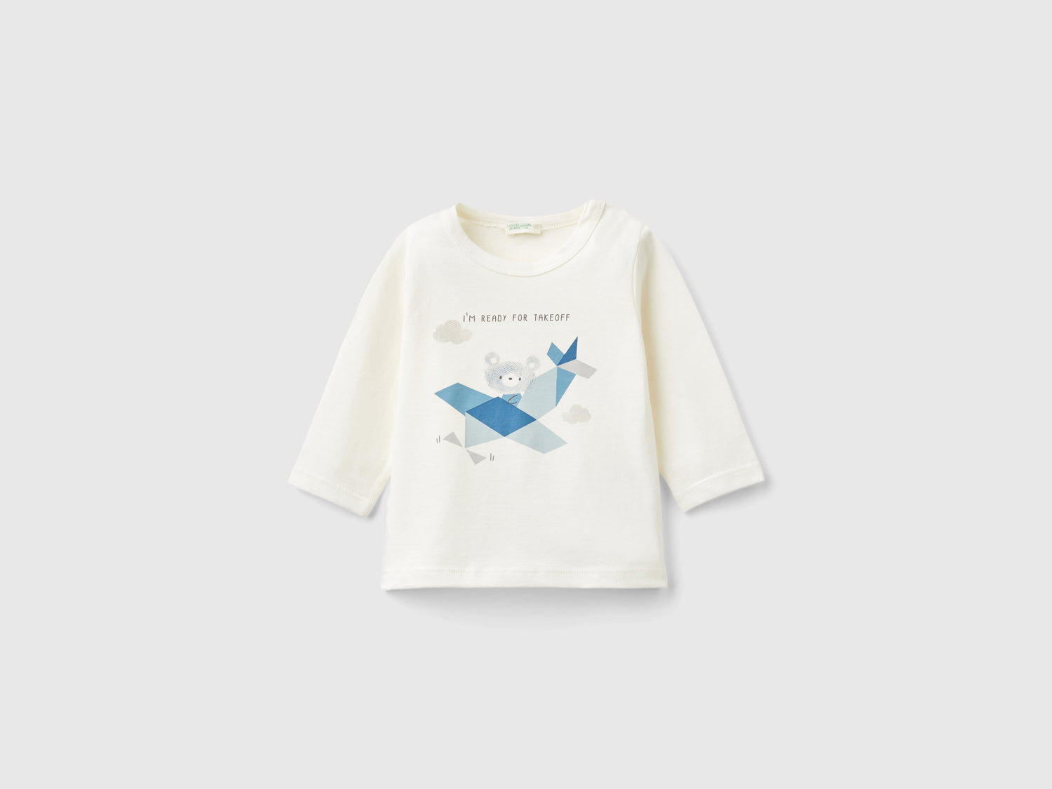 T-shirt con stampa in caldo cotone bio da neonato bianco panna | Benetton Outlet