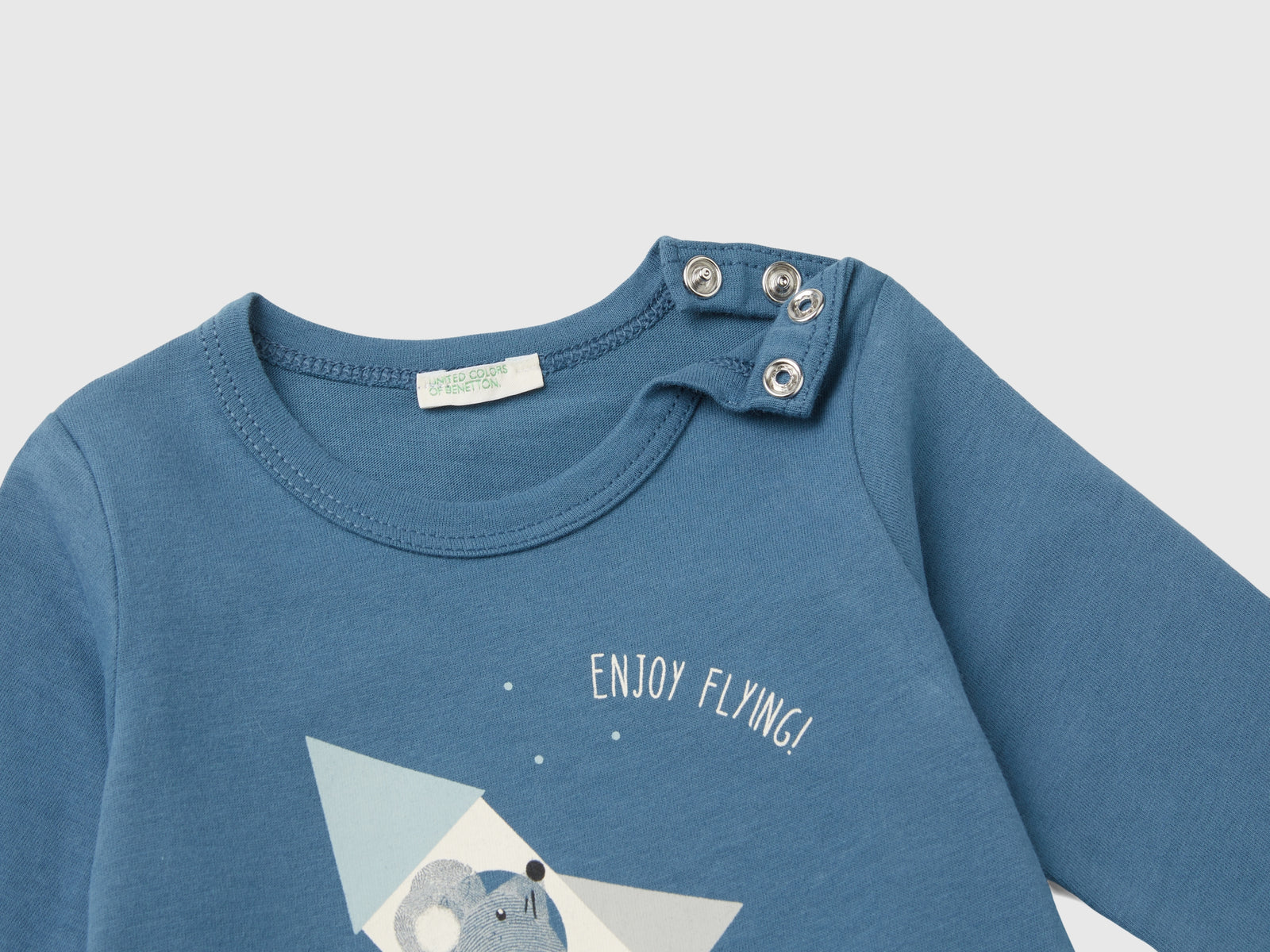 T-shirt con stampa in caldo cotone bio da neonato avio 3 | Benetton Outlet