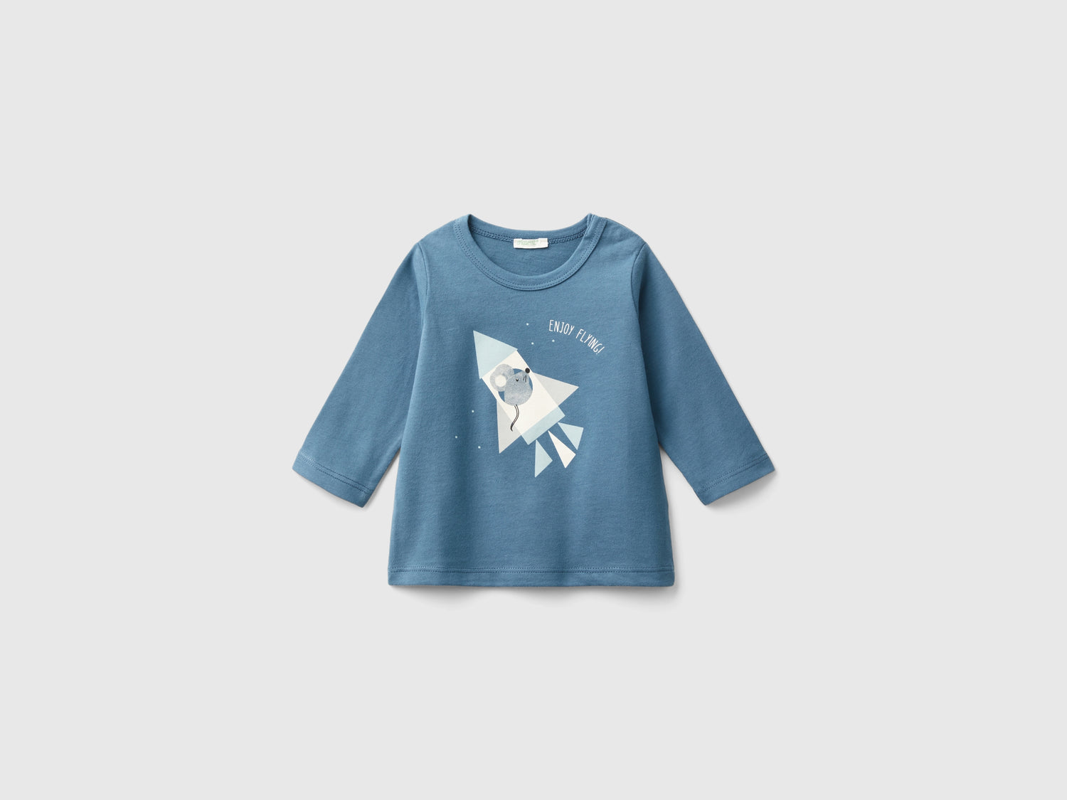 T-shirt con stampa in caldo cotone bio da neonato avio | Benetton Outlet