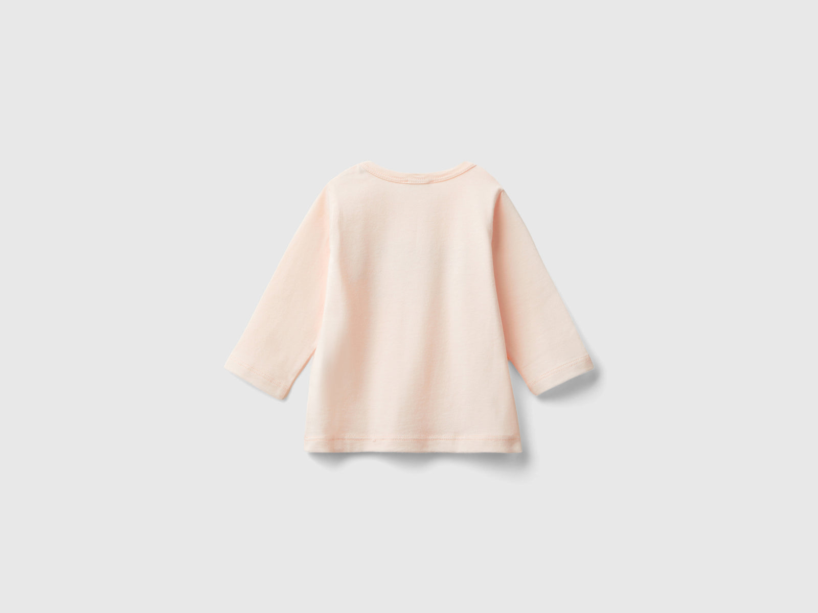 T-shirt con stampa in caldo cotone bio da neonato rosa tenue 2 | Benetton Outlet