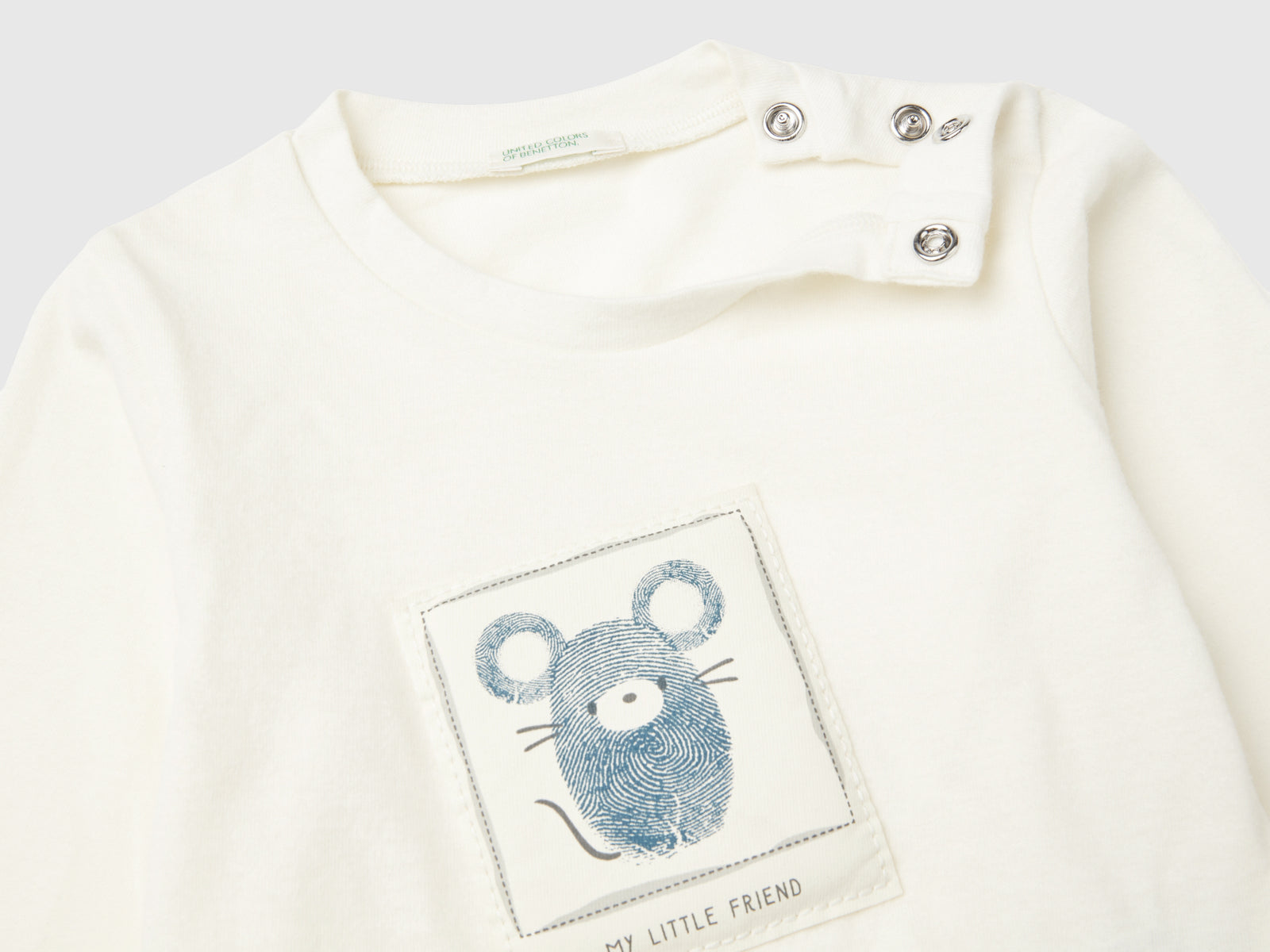 T-shirt con patch animaletto da neonato bianco panna 3 | Benetton Outlet