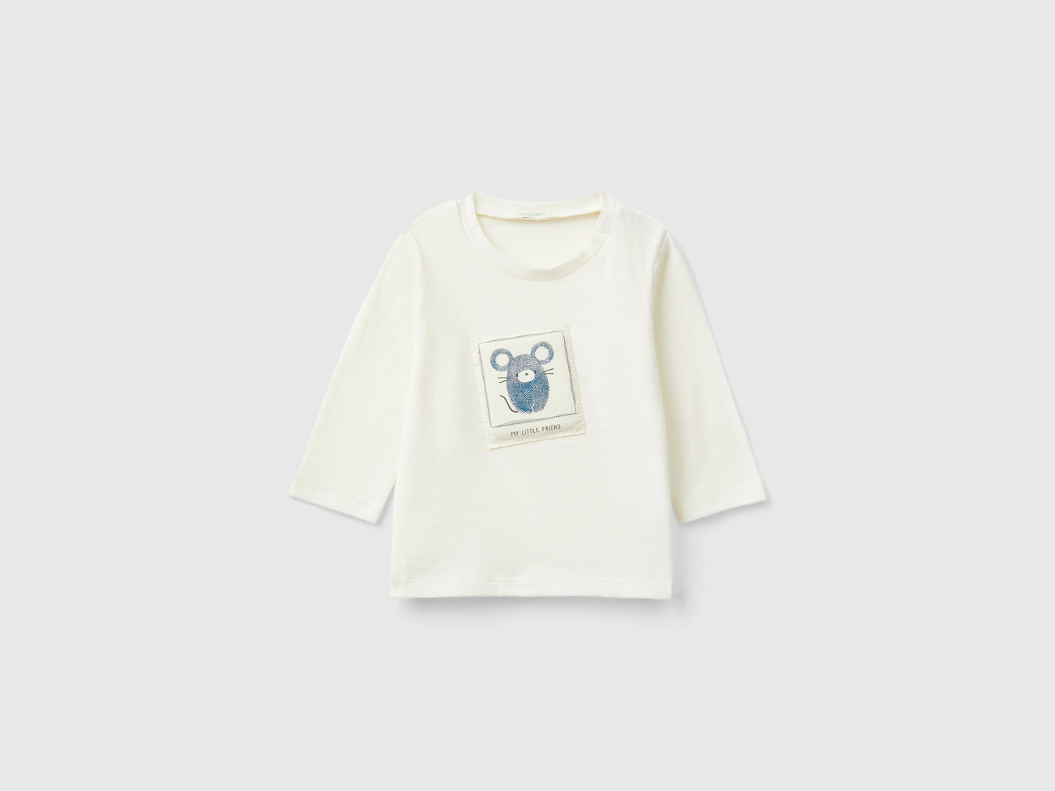 T-shirt con patch animaletto da neonato bianco panna | Benetton Outlet
