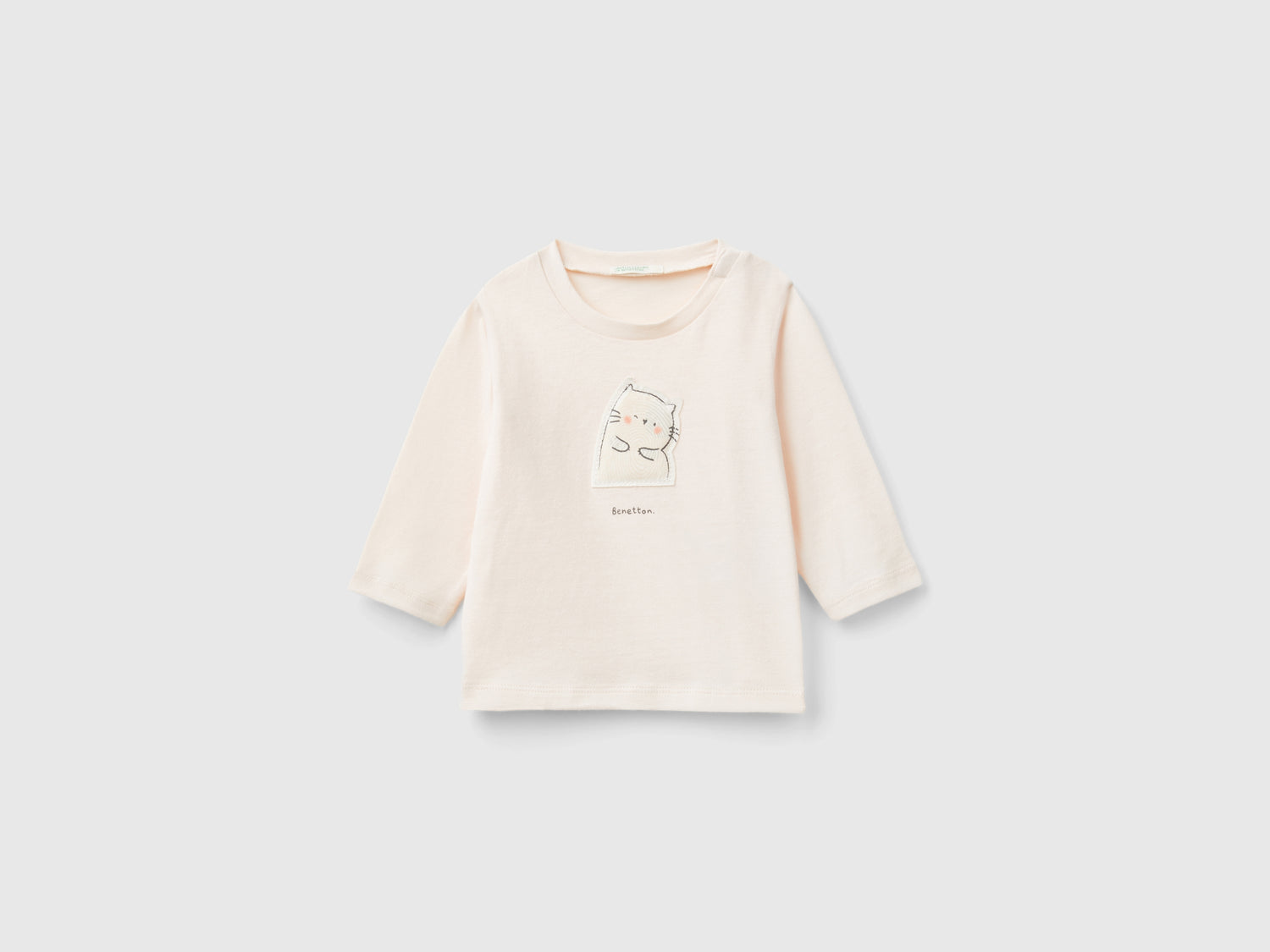 T-shirt con patch animaletto da neonato rosa tenue | Benetton Outlet