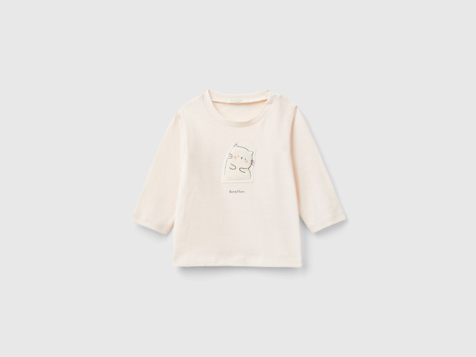 T-shirt con patch animaletto da neonato rosa tenue | Benetton Outlet