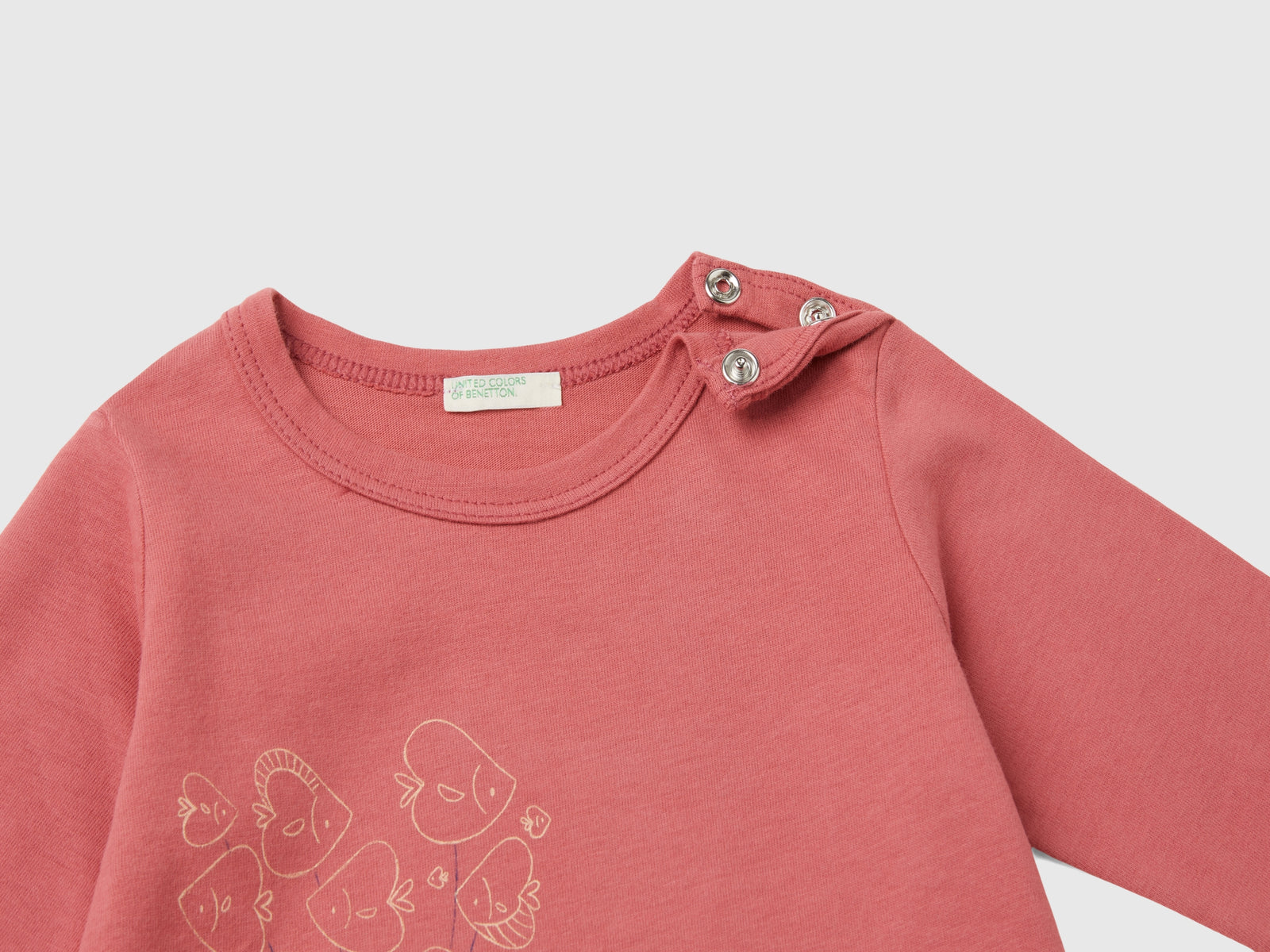 Maglietta con stampa in cotone bio da neonato malva 3 | Benetton Outlet