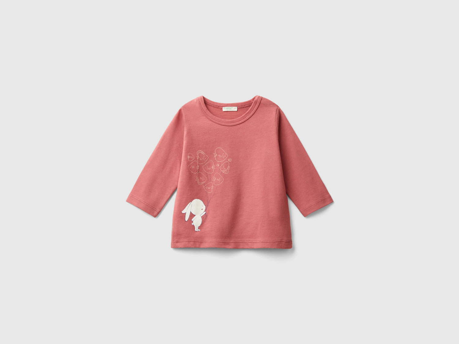 Maglietta con stampa in cotone bio da neonato malva | Benetton Outlet