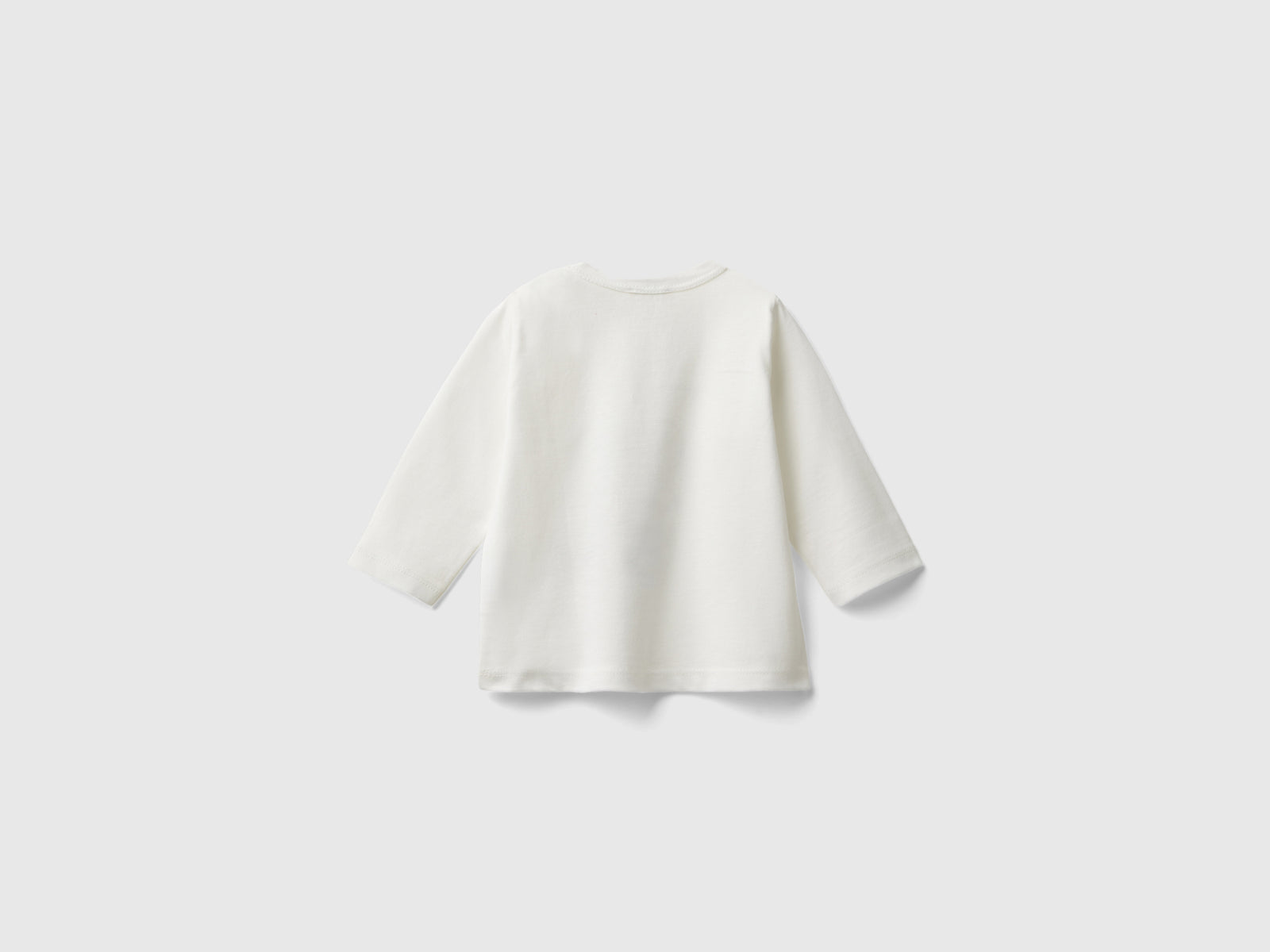 Maglietta con stampa in cotone bio da neonato bianco panna 2 | Benetton Outlet
