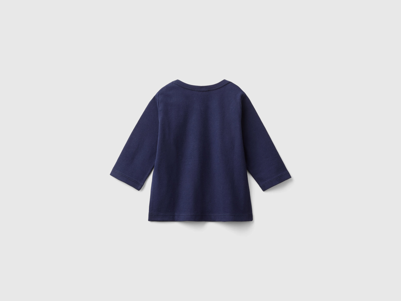 Maglietta con stampa in cotone bio da neonato blu scuro 2 | Benetton Outlet