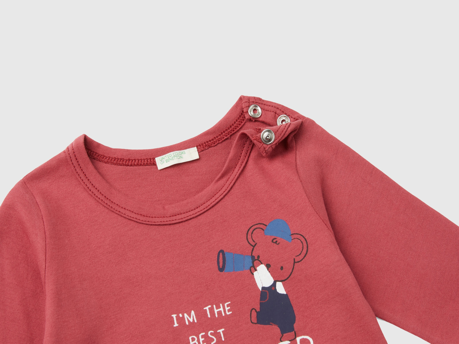 Maglietta con stampa in cotone bio da neonato malva 3 | Benetton Outlet