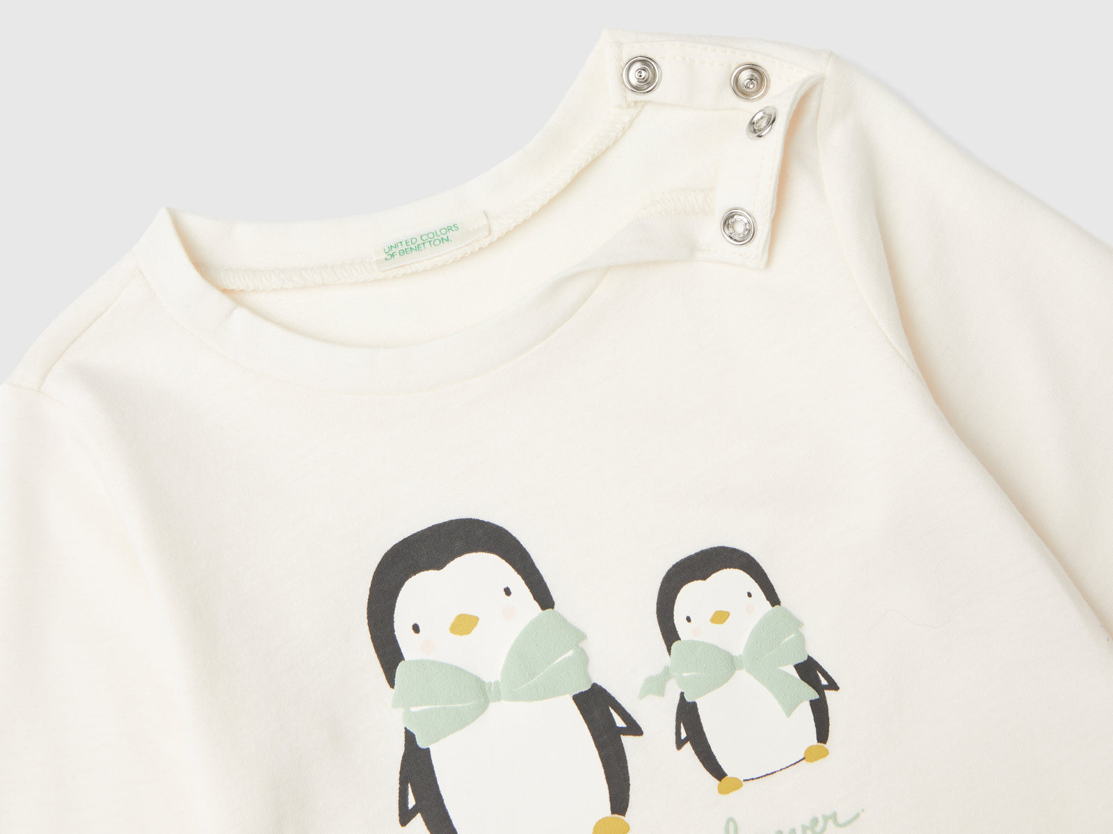 Maglietta con stampa in caldo cotone bio da neonato bianco 3 | Benetton Outlet