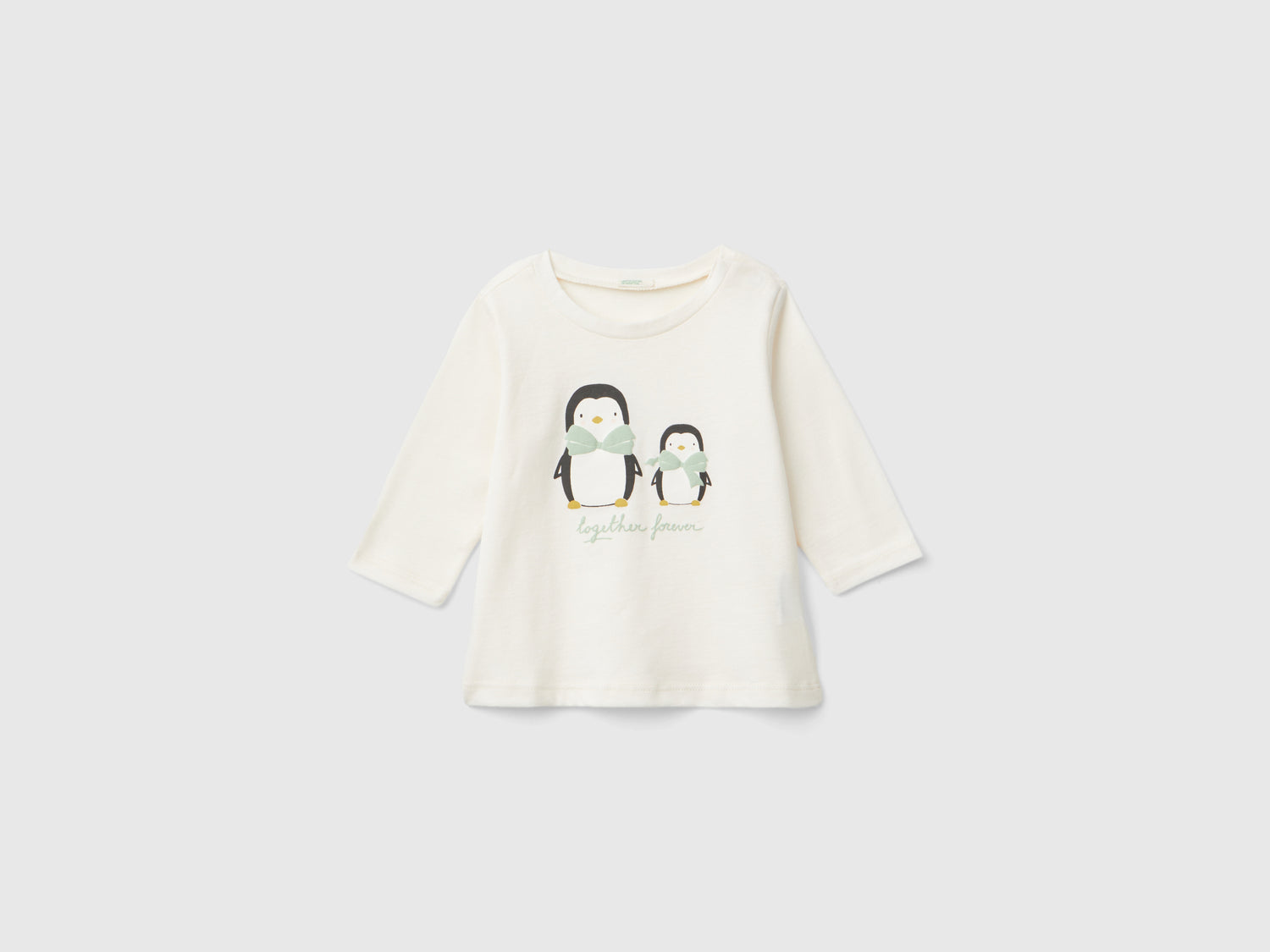 Maglietta con stampa in caldo cotone bio da neonato bianco | Benetton Outlet