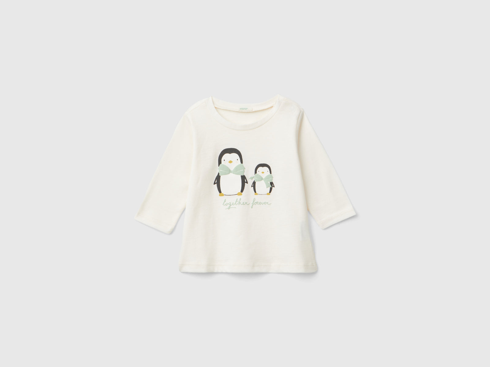 Maglietta con stampa in caldo cotone bio da neonato bianco | Benetton Outlet
