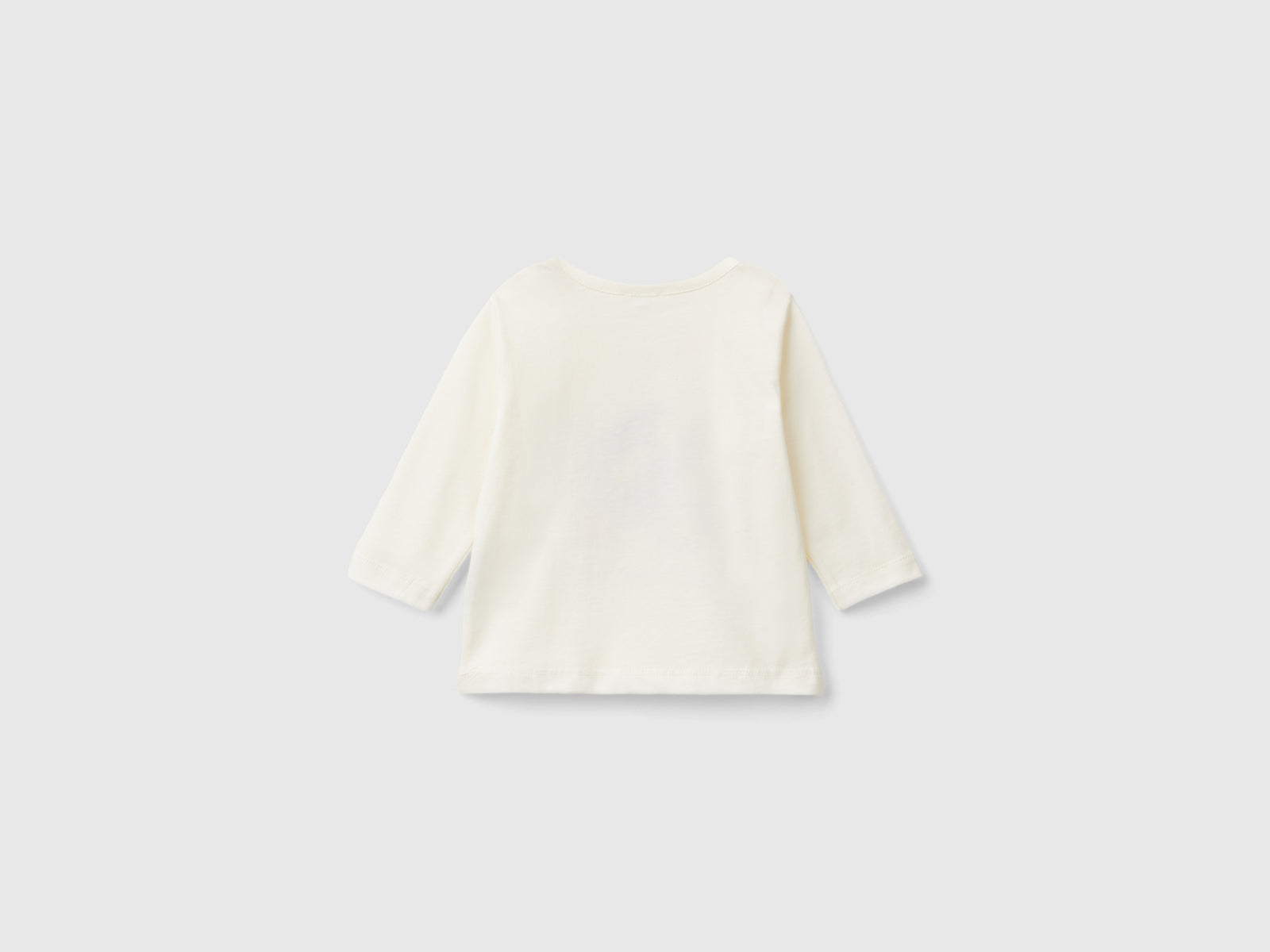 T-shirt a manica lunga in caldo cotone bio da neonato bianco panna 2 | Benetton Outlet