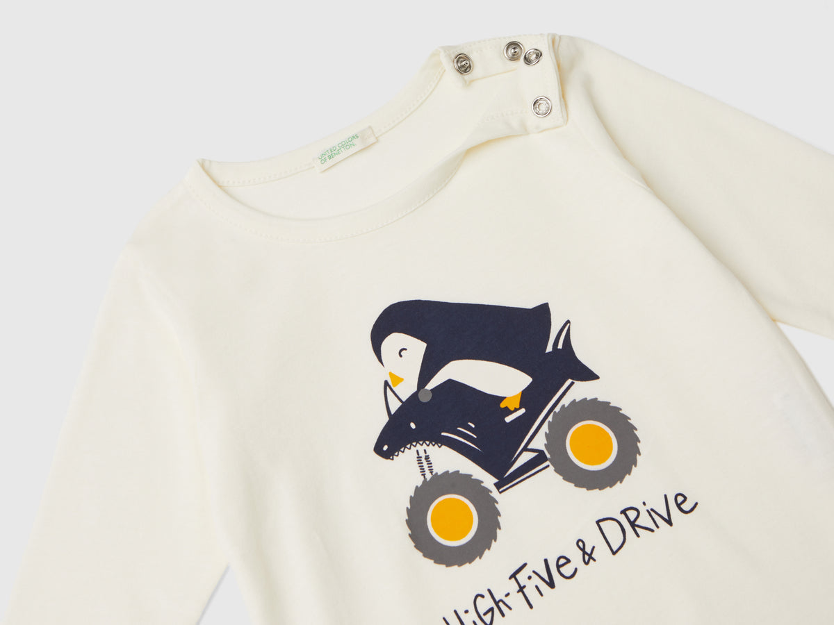 T-shirt a manica lunga in caldo cotone bio