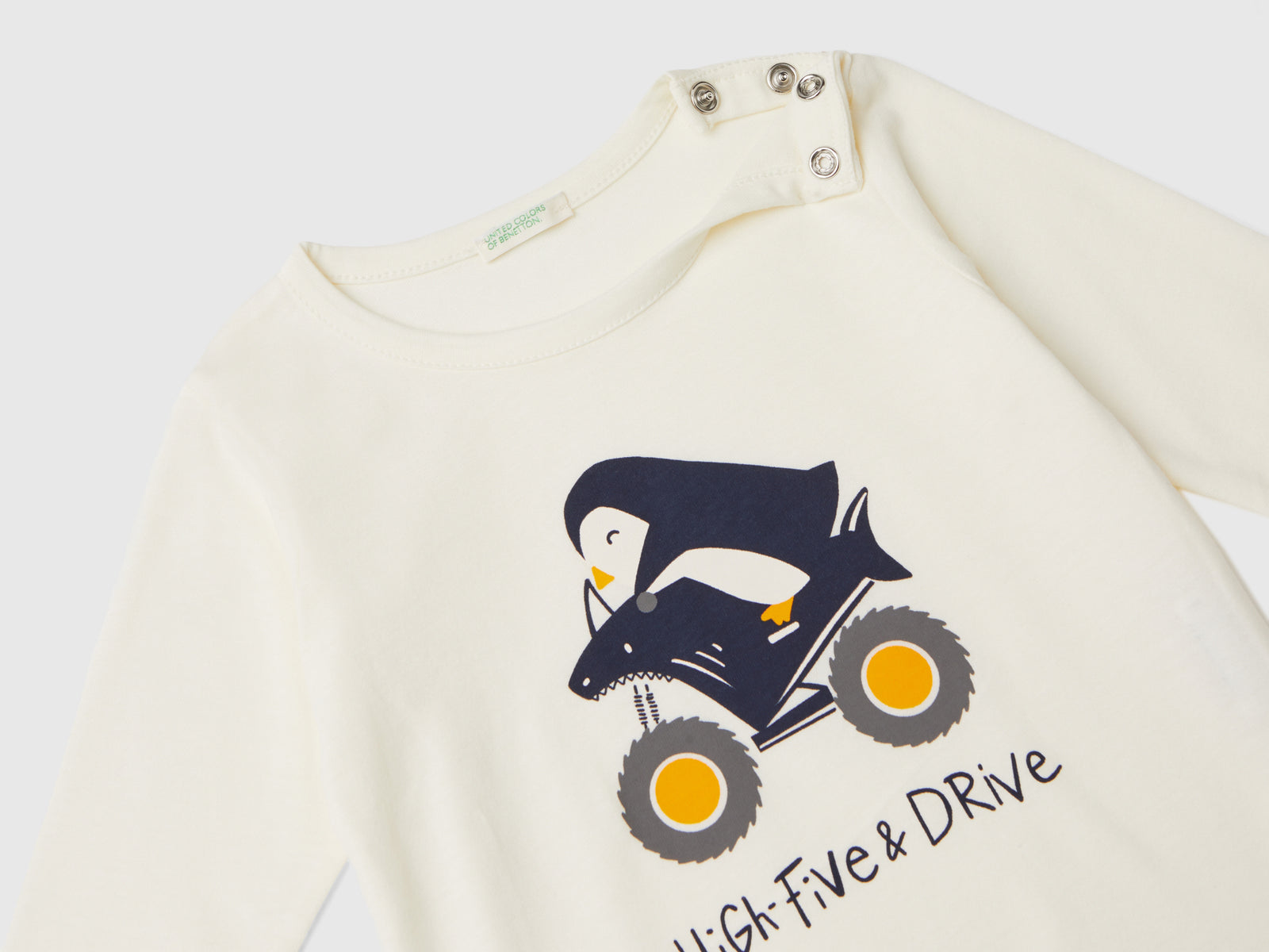 T-shirt a manica lunga in caldo cotone bio da neonato bianco panna 3 | Benetton Outlet
