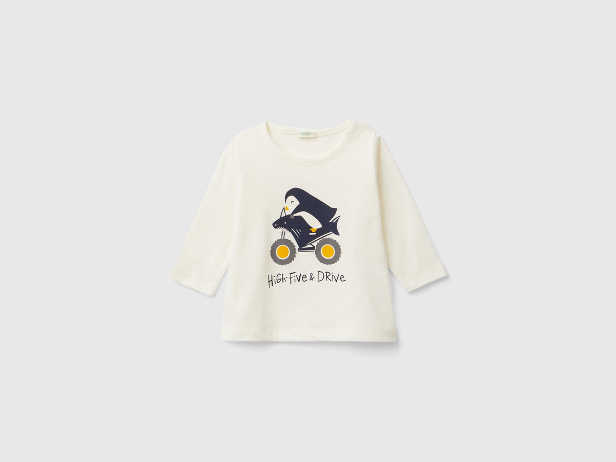 T-shirt a manica lunga in caldo cotone bio