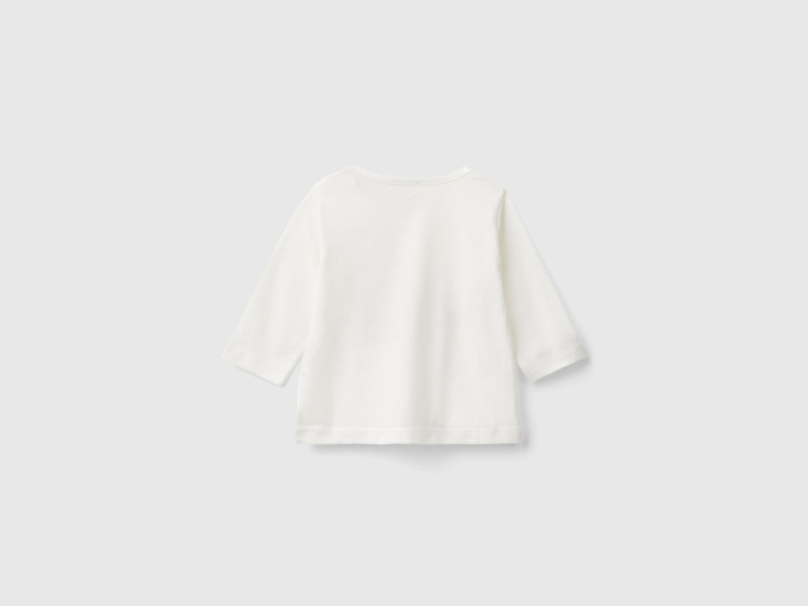 T-shirt a manica lunga in caldo cotone bio da neonato bianco 2 | Benetton Outlet