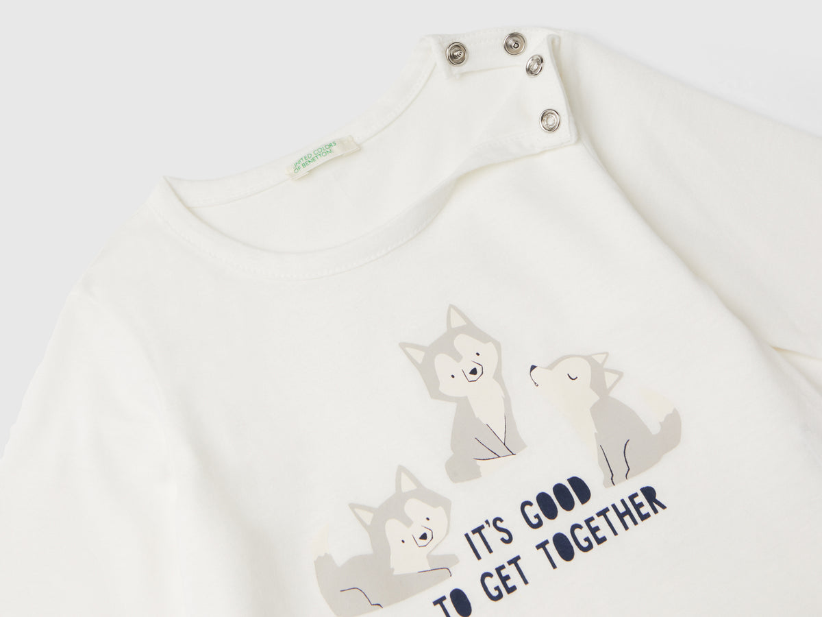 T-shirt a manica lunga in caldo cotone bio