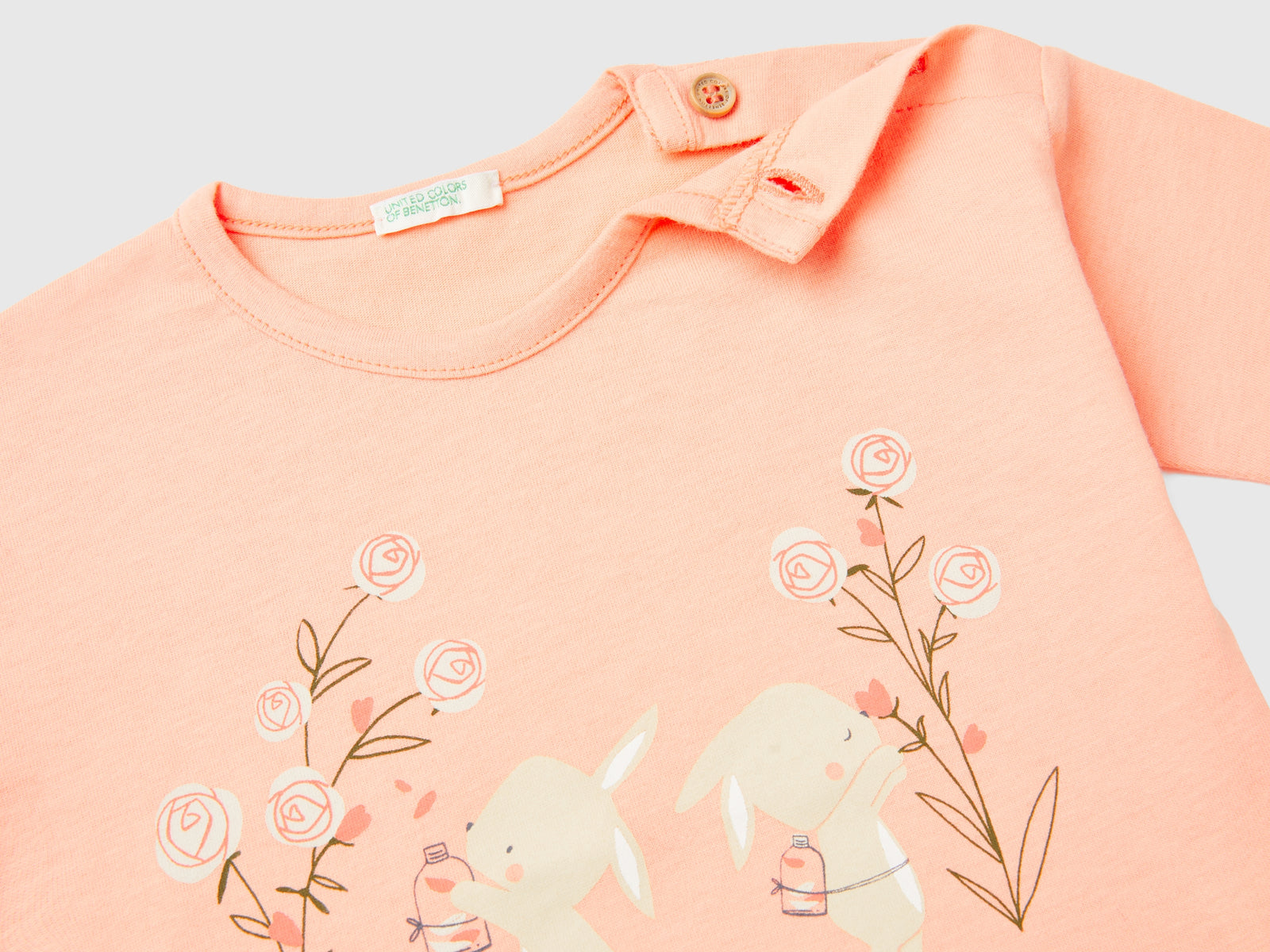 Camiseta estampada de algodón orgánico da neonato pesca 3 | Benetton Outlet