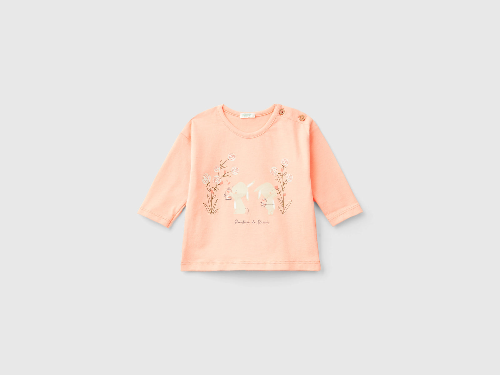 Camiseta estampada de algodón orgánico da neonato pesca | Benetton Outlet