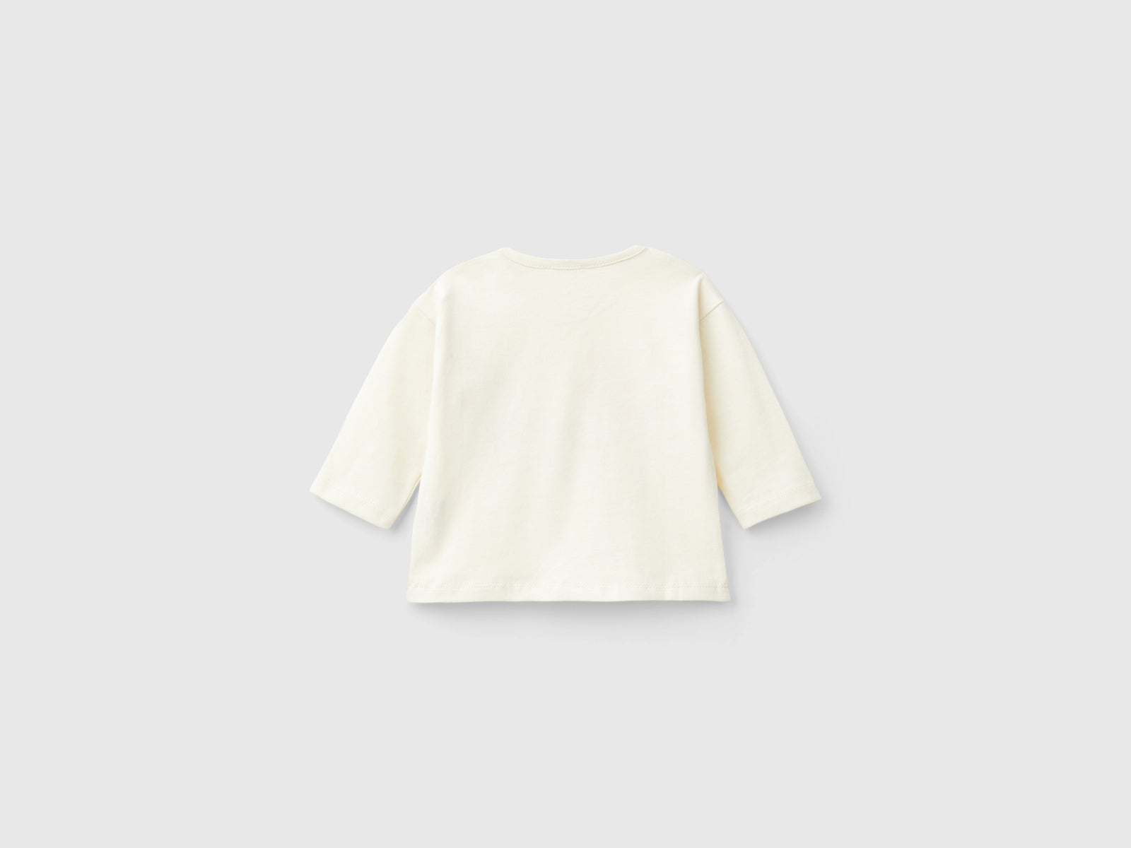 Maglietta con stampa in cotone bio da neonato bianco panna 2 | Benetton Outlet