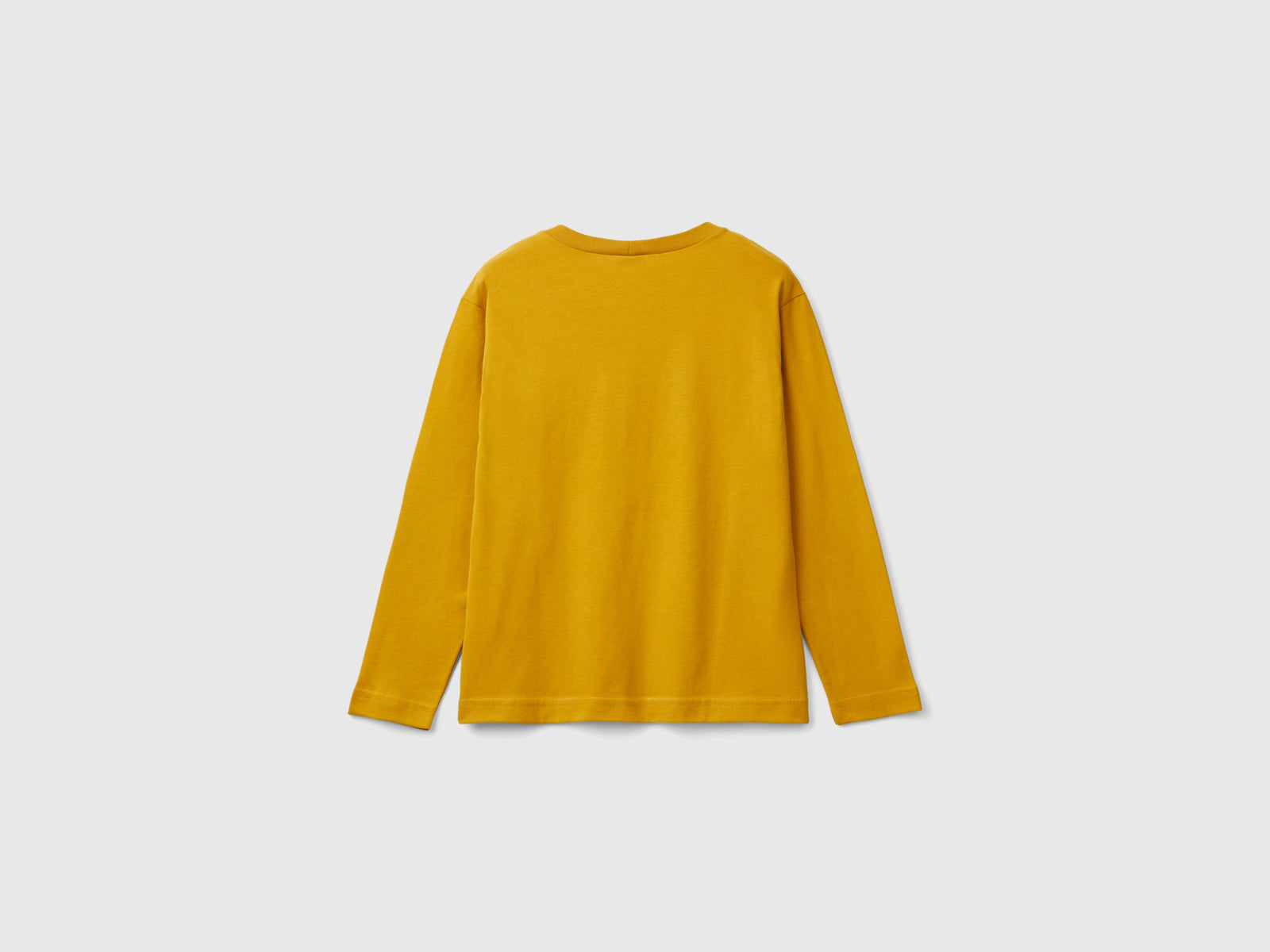 T-shirt con stampa in caldo cotone bio da bambino senape 2 | Benetton Outlet