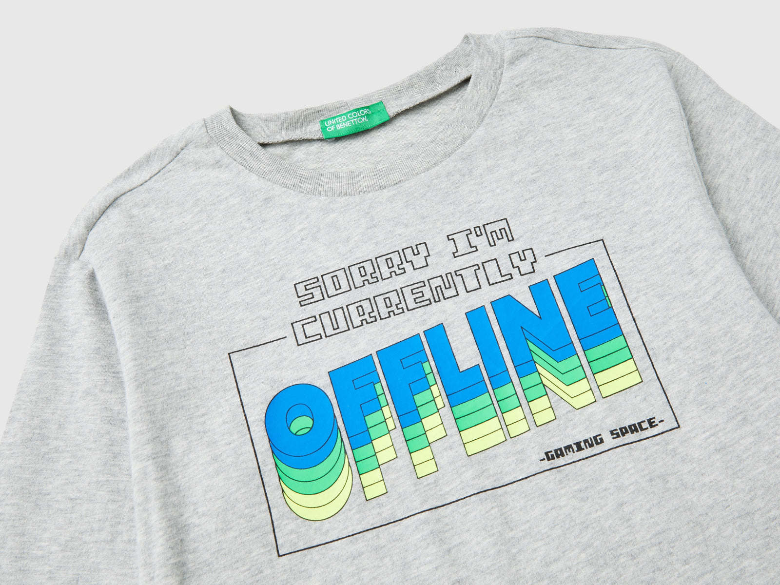 T-shirt con stampa in caldo cotone bio da bambino grigio chiaro 3 | Benetton Outlet