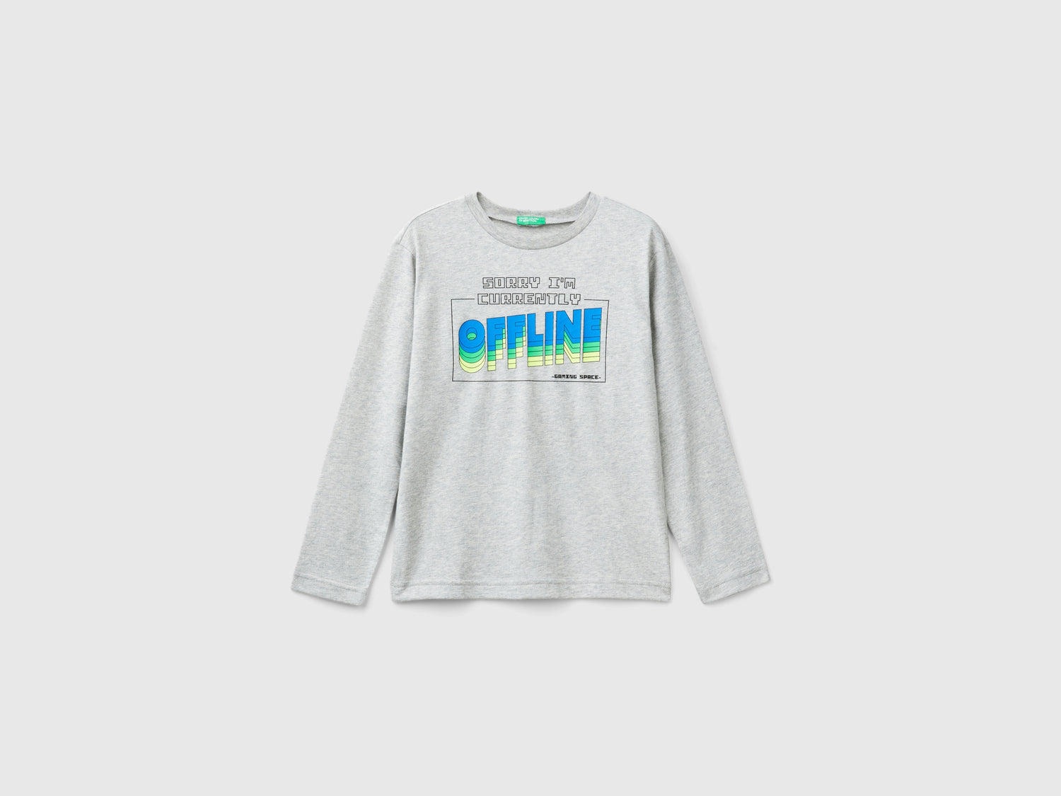 T-shirt con stampa in caldo cotone bio da bambino grigio chiaro | Benetton Outlet