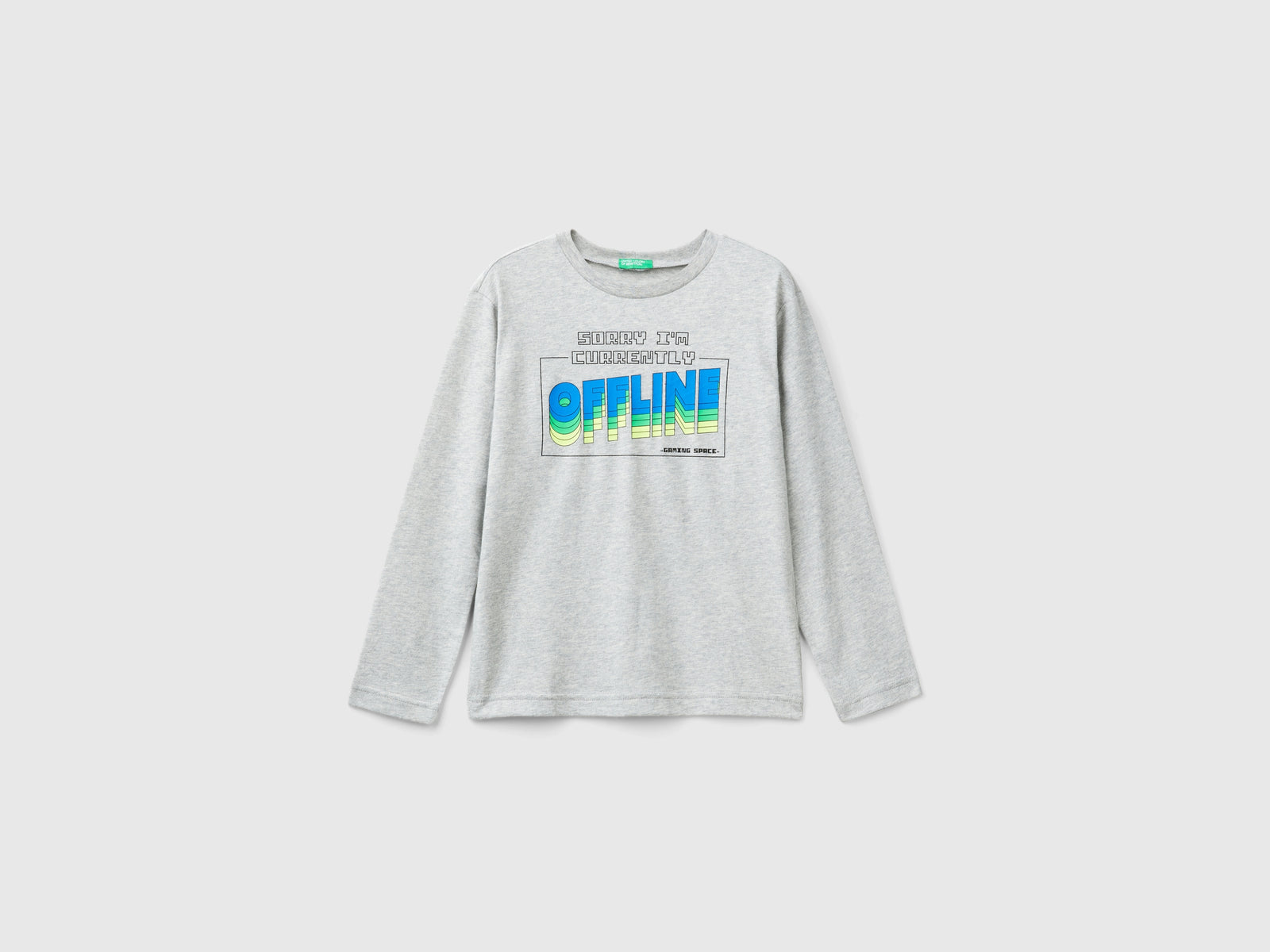 T-shirt con stampa in caldo cotone bio da bambino grigio chiaro | Benetton Outlet