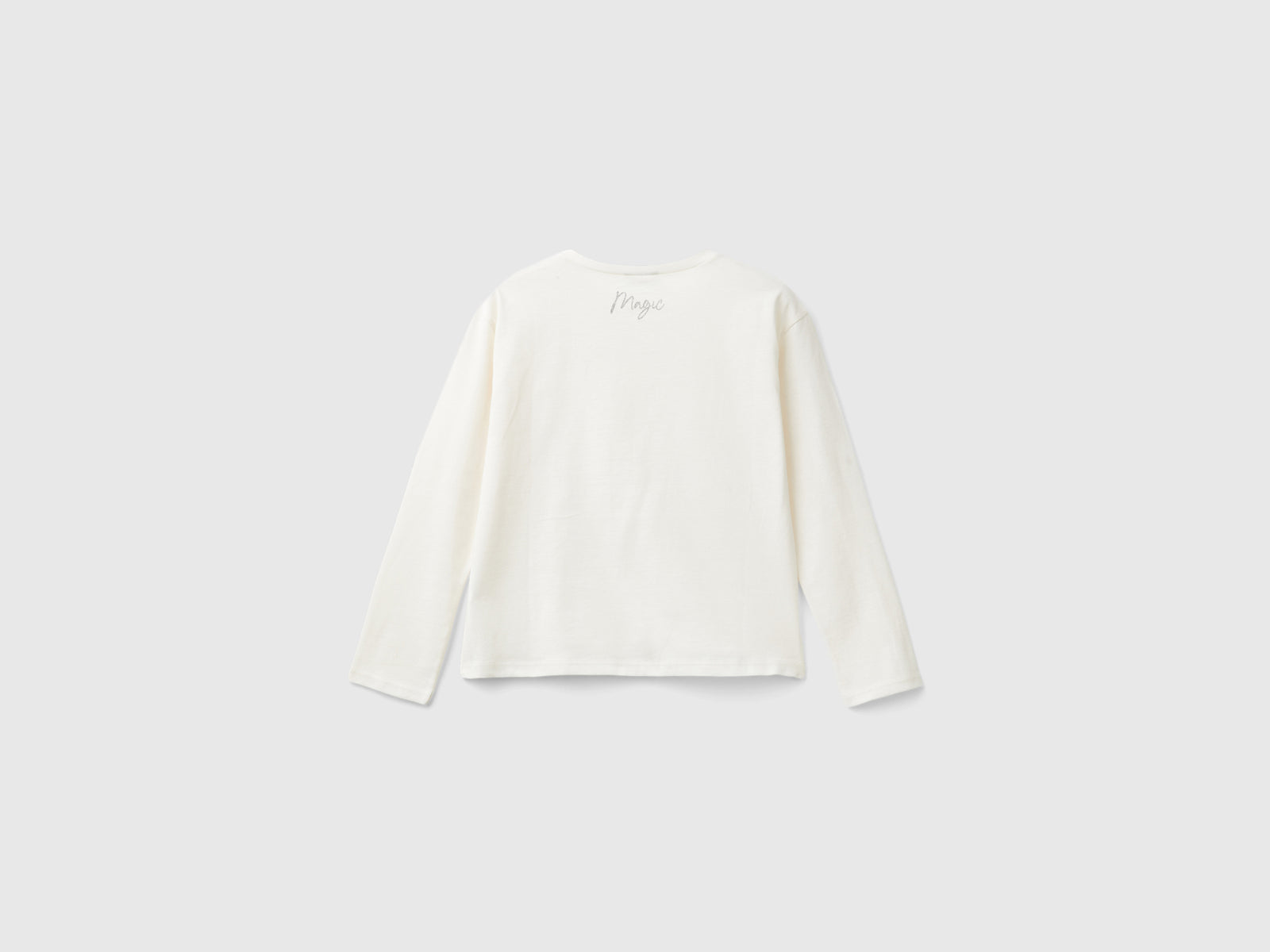 T-shirt con stampa glitter da bambina bianco panna 2 | Benetton Outlet