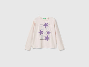 T-shirt con stampa glitter