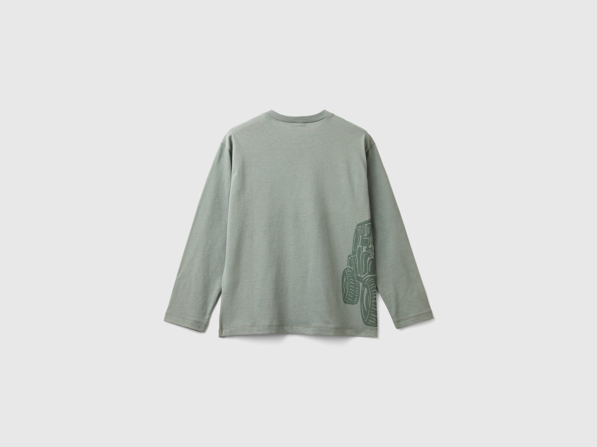 T-shirt in caldo cotone con stampa davanti e dietro