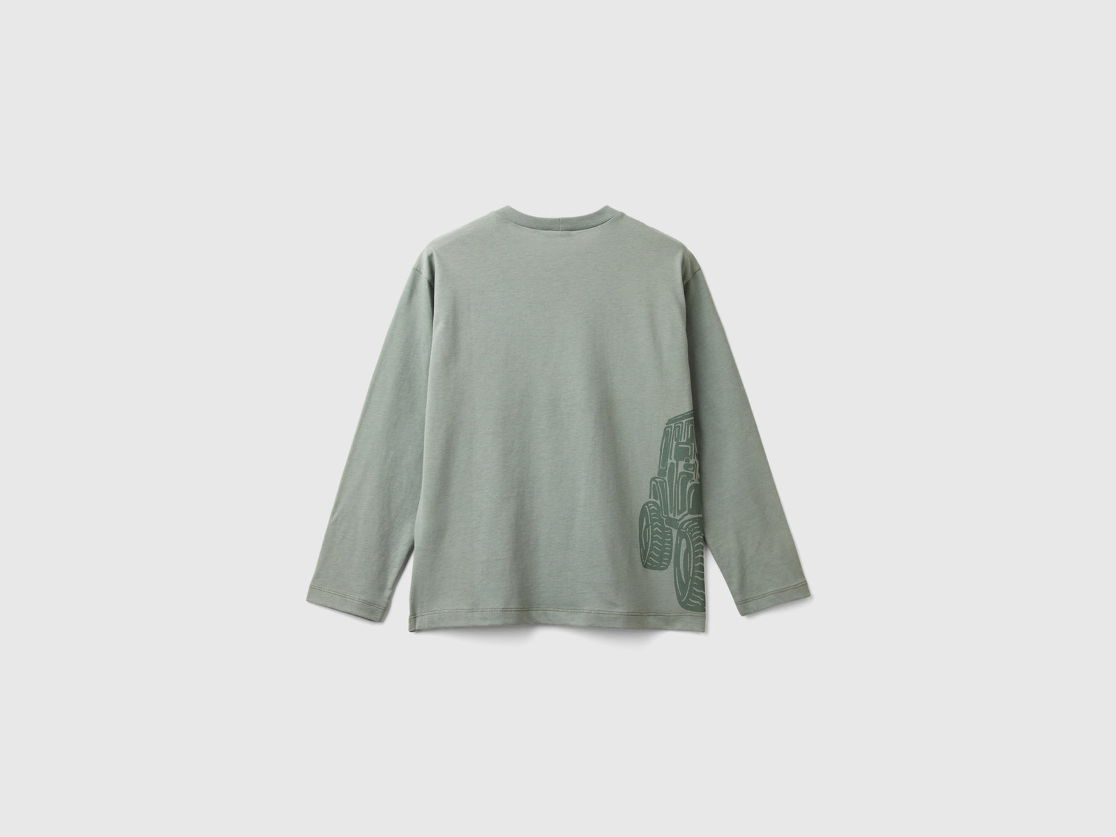 T-shirt in caldo cotone con stampa davanti e dietro da bambino verde chiaro 2 | Benetton Outlet