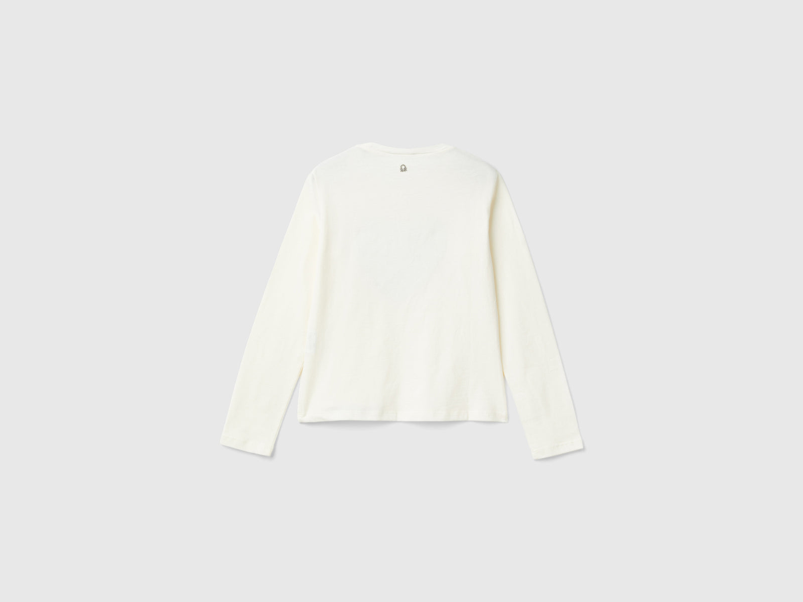 Maglietta con ricamo in lurex da bambina bianco panna 2 | Benetton Outlet